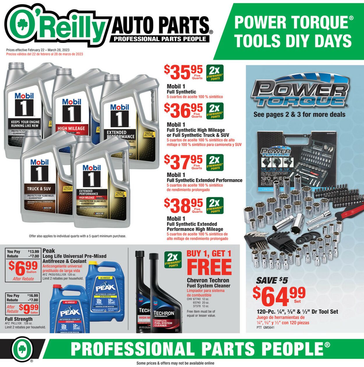 O'Reilly Auto Parts Weekly Ad Circular - valid 02/22-03/28/2023
