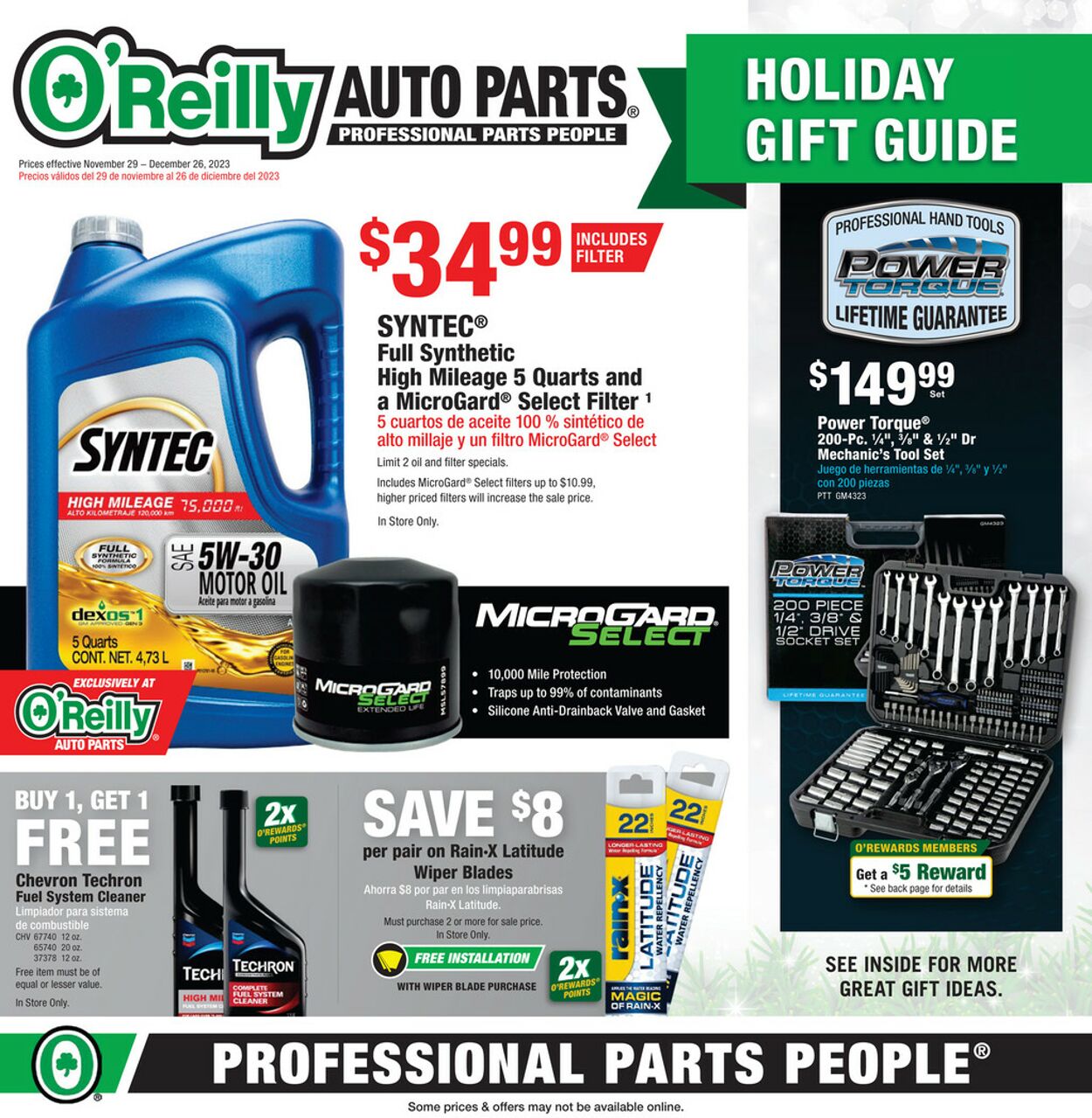 O'Reilly Auto Parts Weekly Ad Circular - valid 11/29-12/26/2023