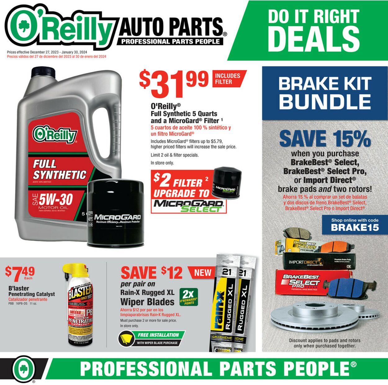 O'Reilly Auto Parts Weekly Ad Circular - valid 12/27-01/30/2024