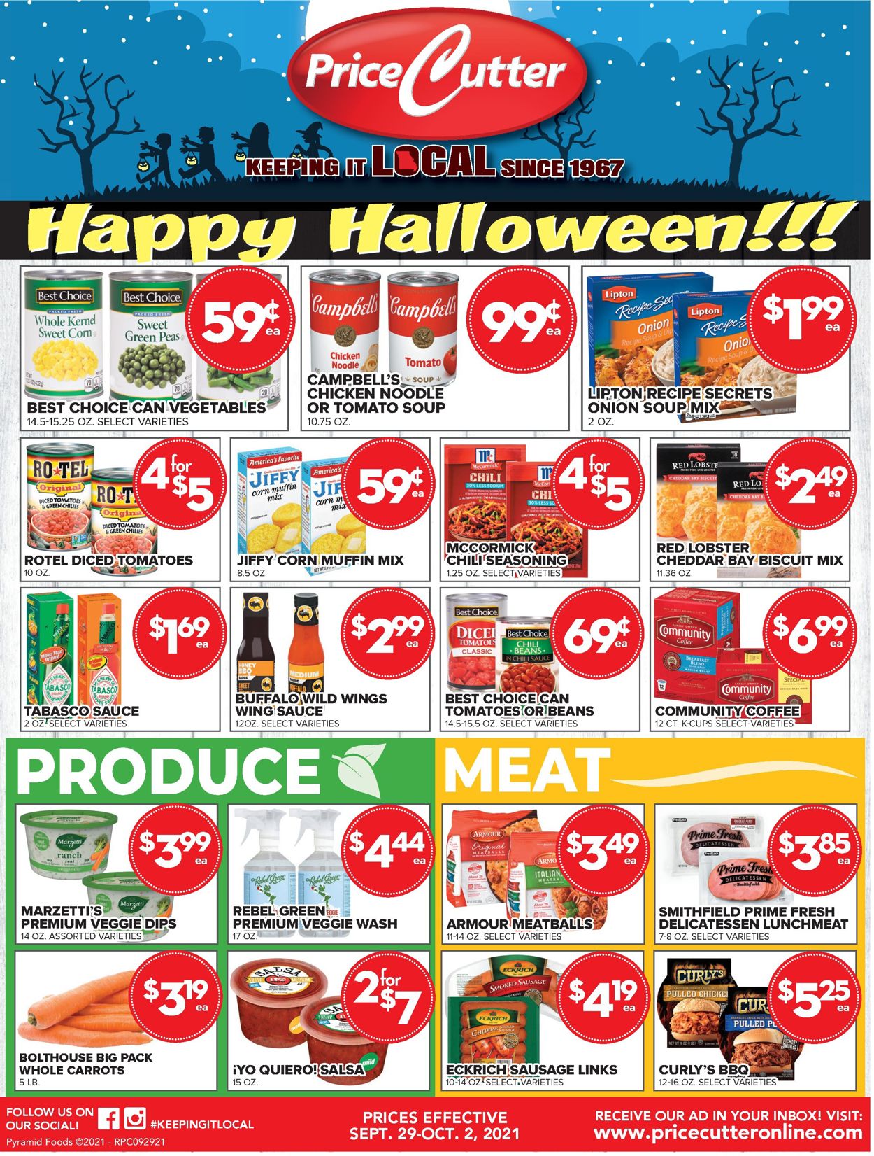 Price Cutter Halloween 2021 Weekly Ad Circular - valid 09/29-10/02/2021