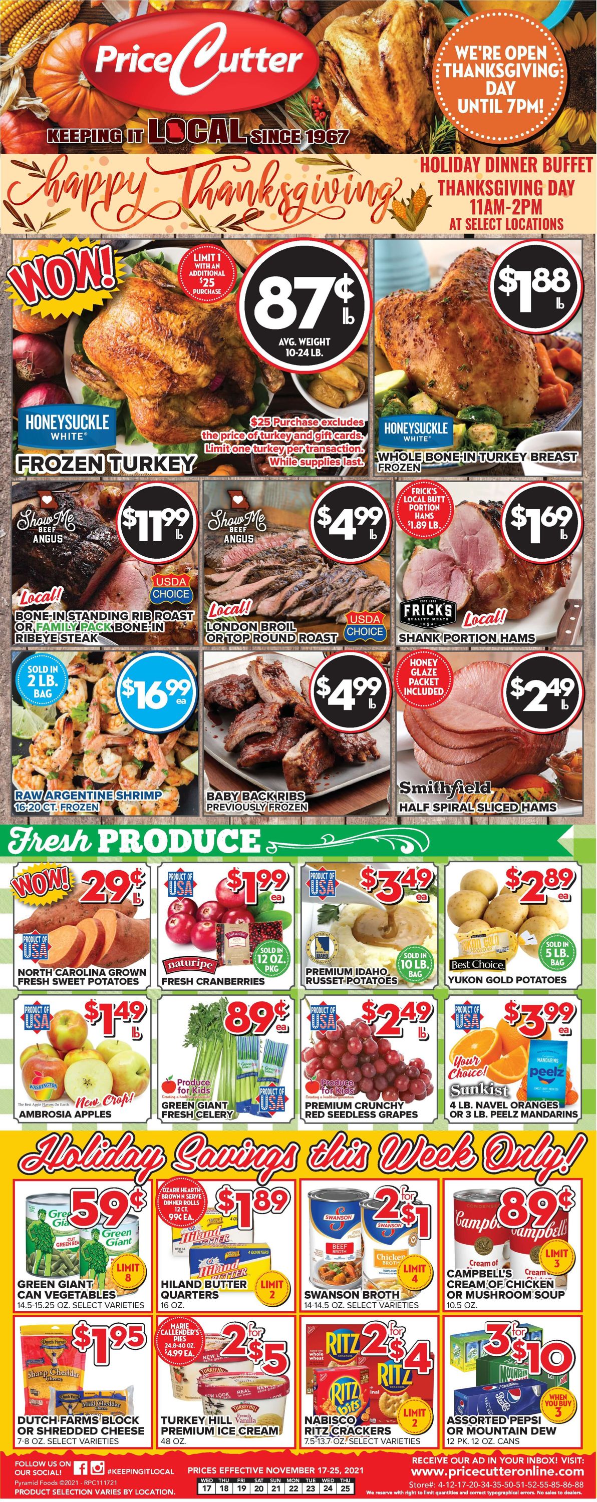 Price Cutter THANKSGIVING 2021 Weekly Ad Circular - valid 11/17-11/25/2021