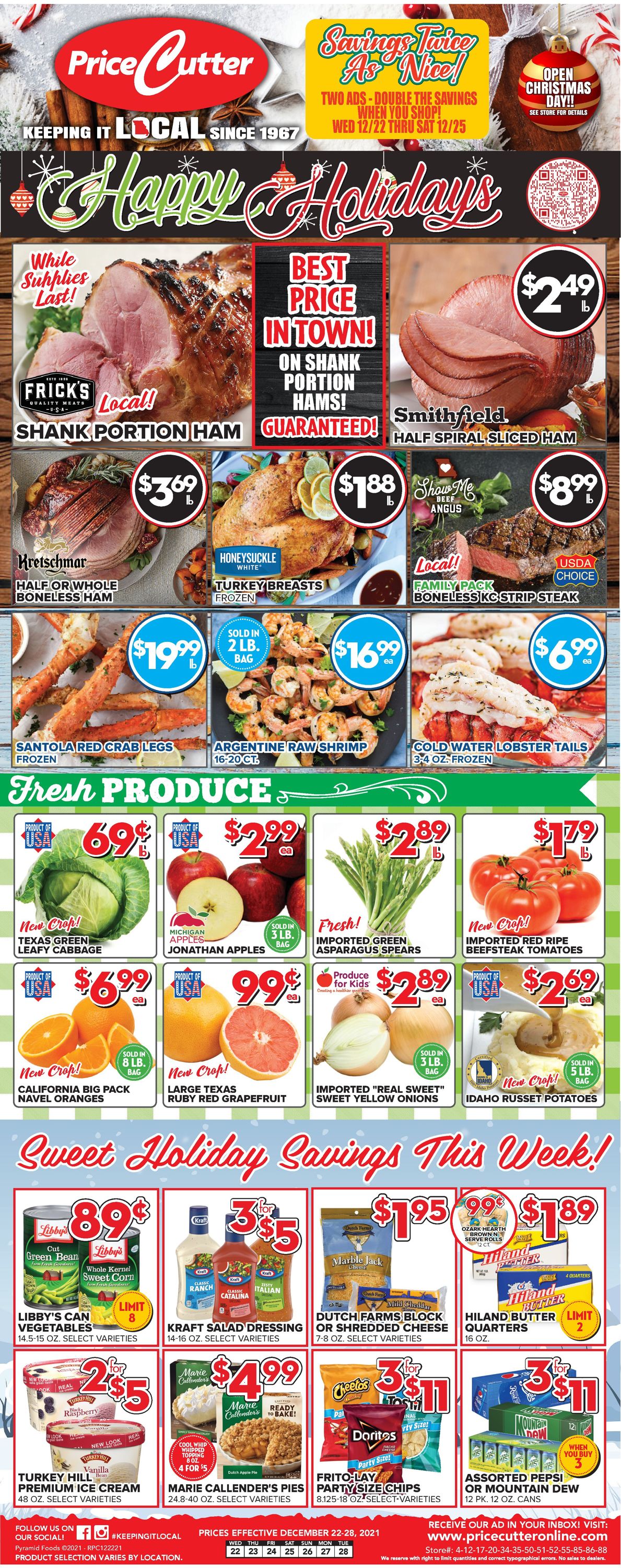 Price Cutter CHRISTMAS 2021 Weekly Ad Circular - valid 12/22-12/28/2021