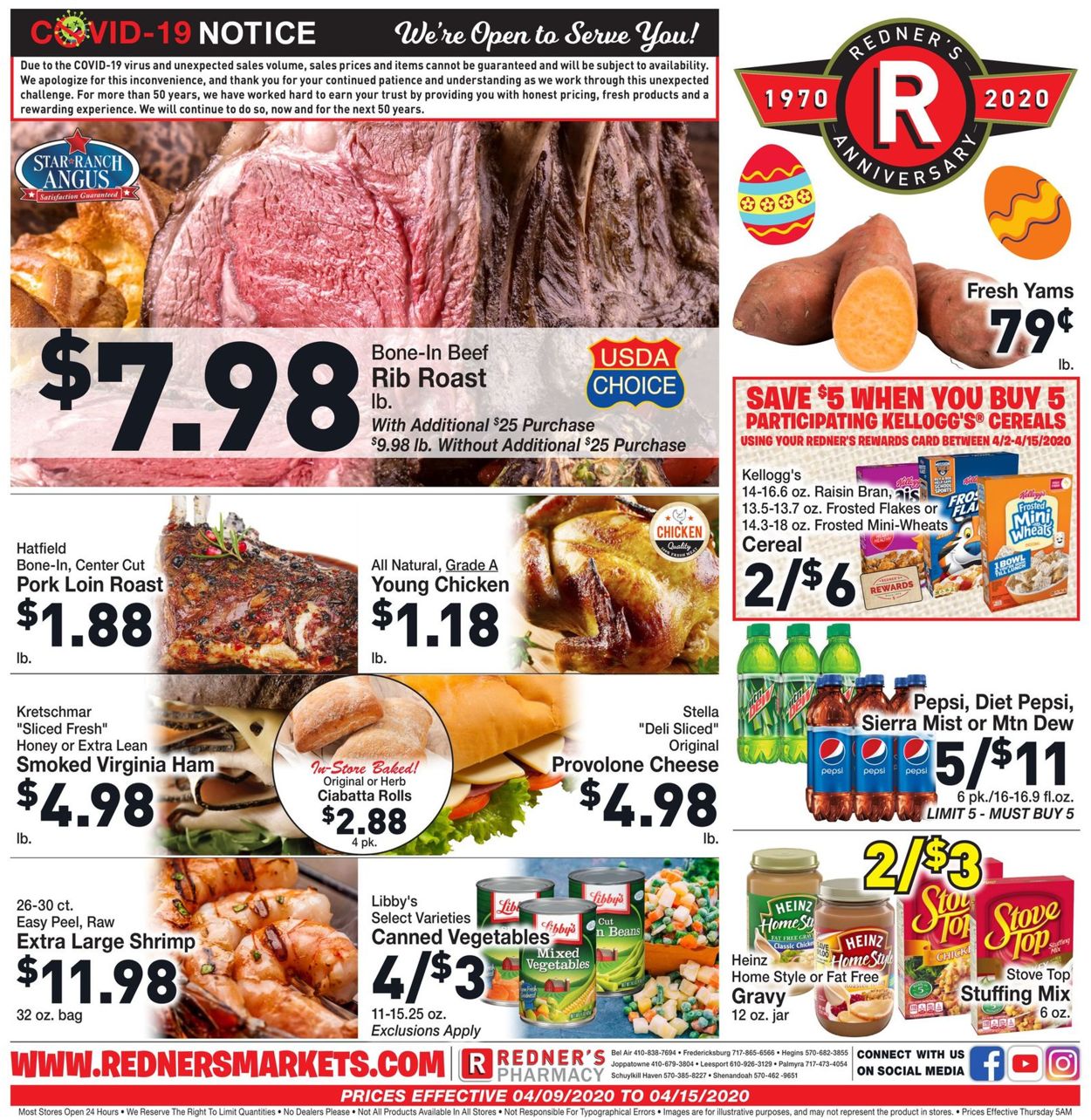 Redner’s Warehouse Market Weekly Ad Circular - valid 04/09-04/15/2020