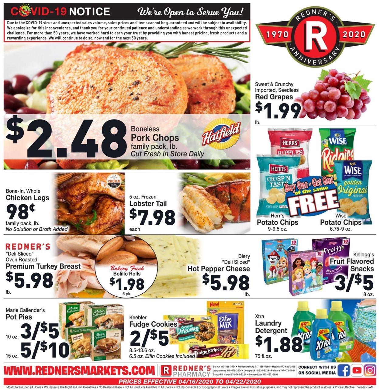 Redner’s Warehouse Market Weekly Ad Circular - valid 04/16-04/22/2020