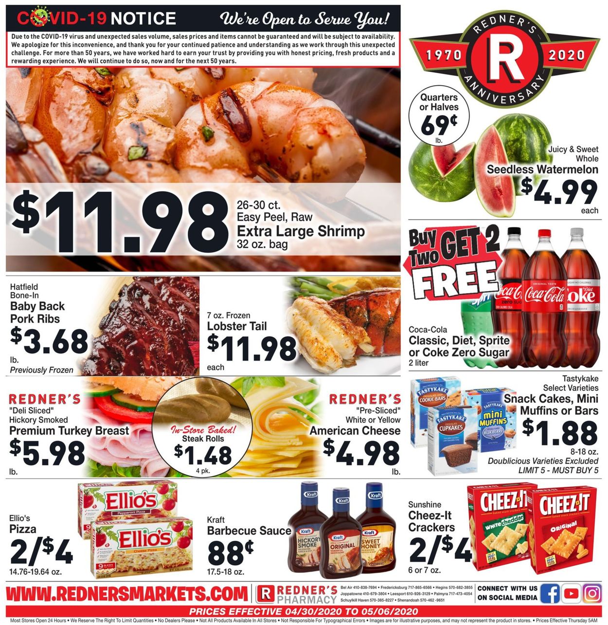 Redner’s Warehouse Market Weekly Ad Circular - valid 04/30-05/06/2020