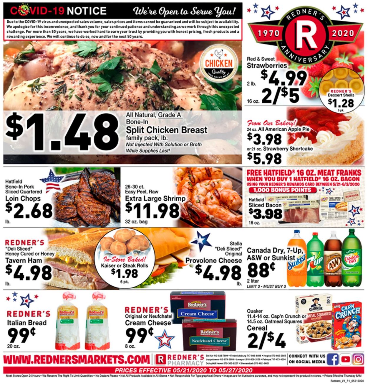 Redner’s Warehouse Market Ad Circular - 05/21 - 05/27/2020 | Rabato