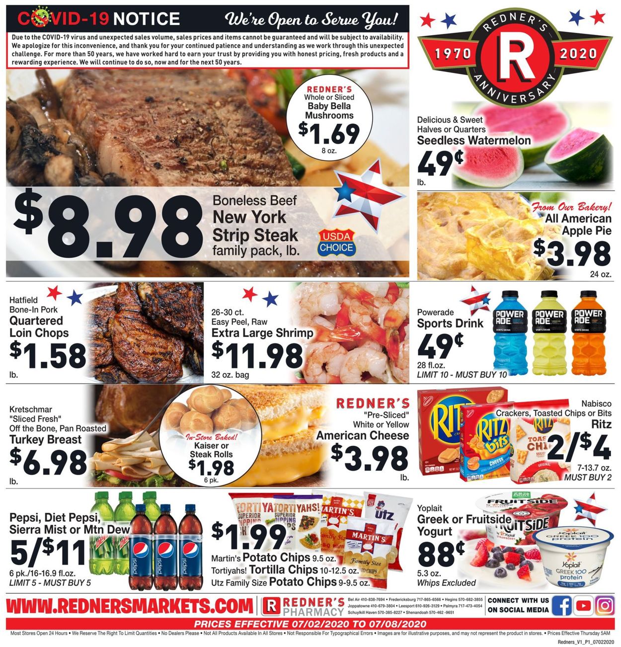 Redner’s Warehouse Market Weekly Ad Circular - valid 07/02-07/08/2020