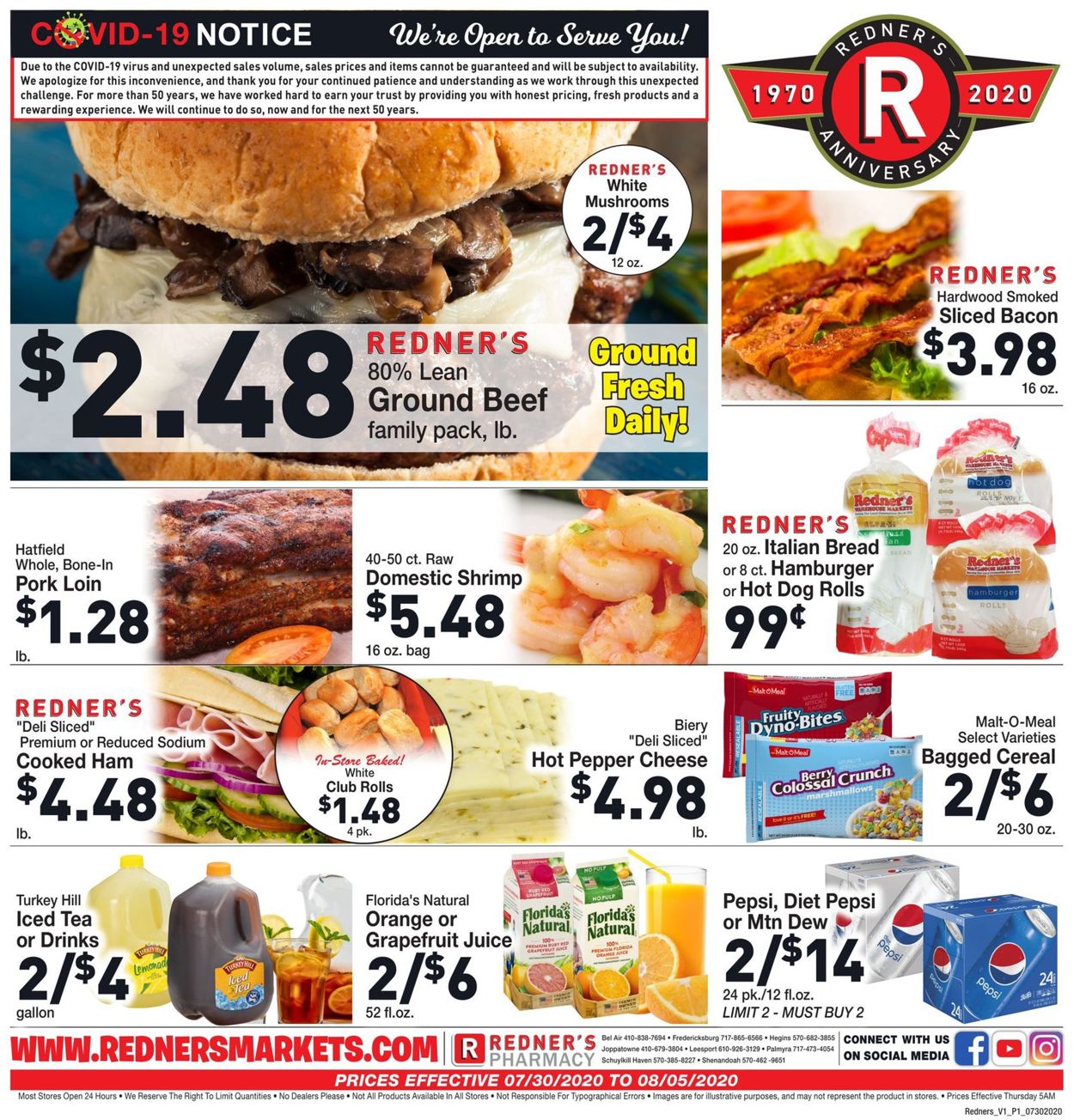 Redner’s Warehouse Market Weekly Ad Circular - valid 07/30-08/05/2020