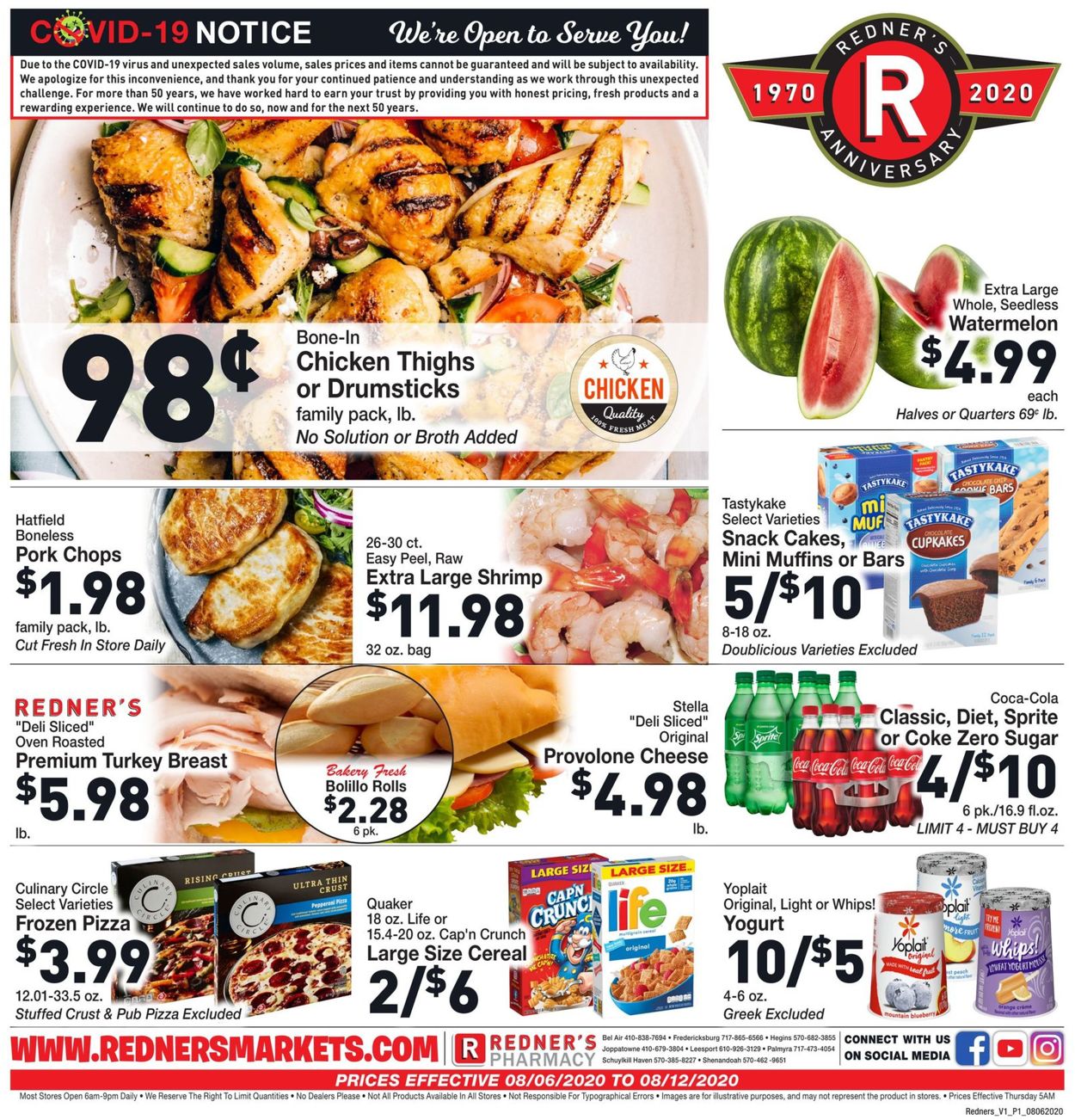 Redner’s Warehouse Market Weekly Ad Circular - valid 08/06-08/12/2020