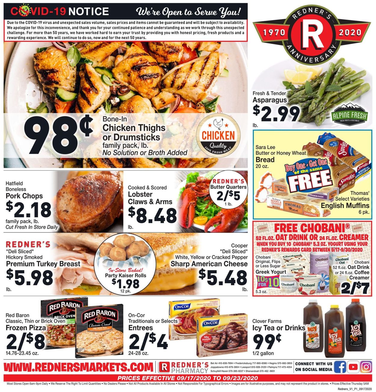 Redner’s Warehouse Market Weekly Ad Circular - valid 09/17-09/23/2020