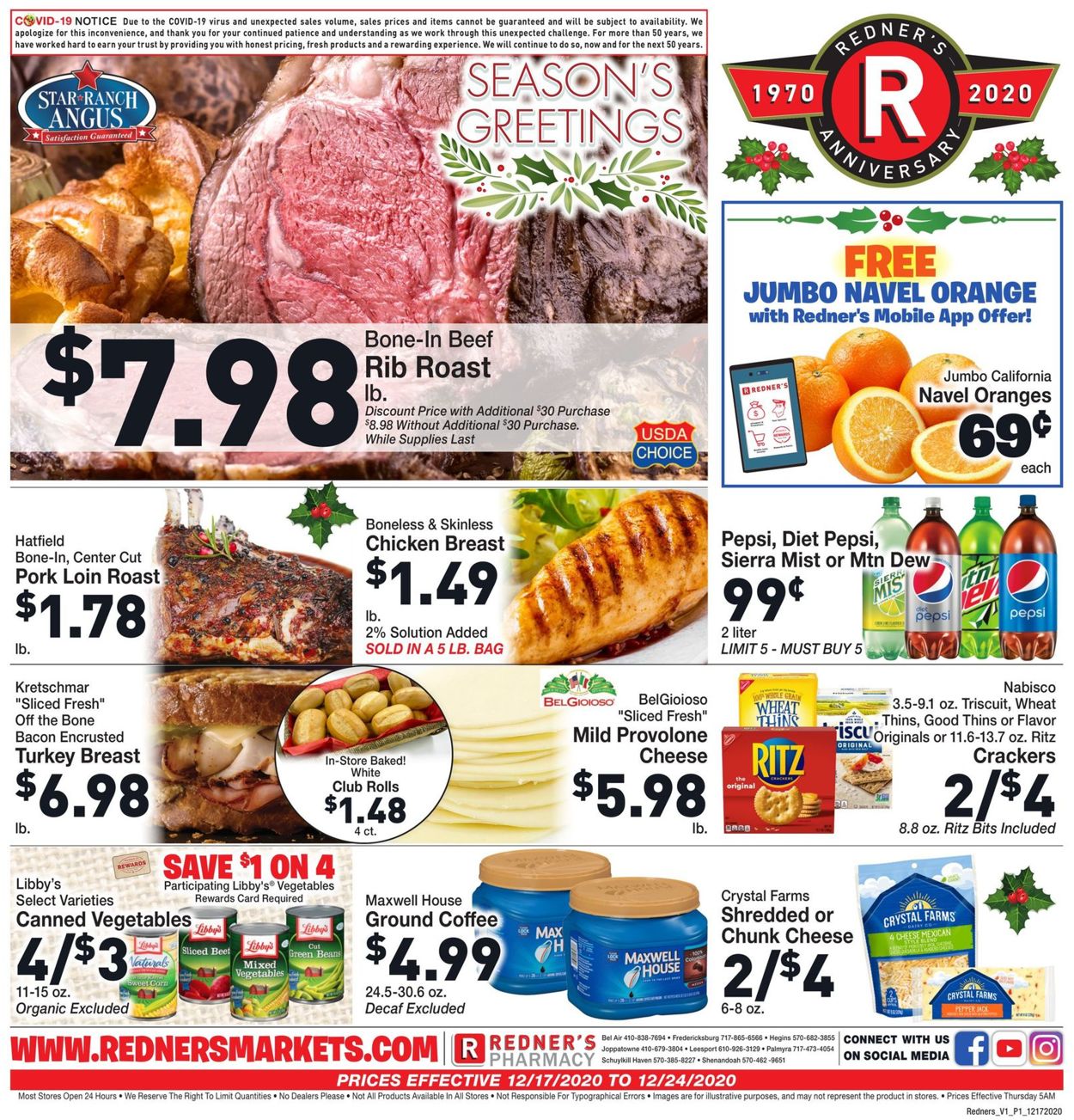 Redner’s Warehouse Market Weekly Ad Circular - valid 12/17-12/24/2020