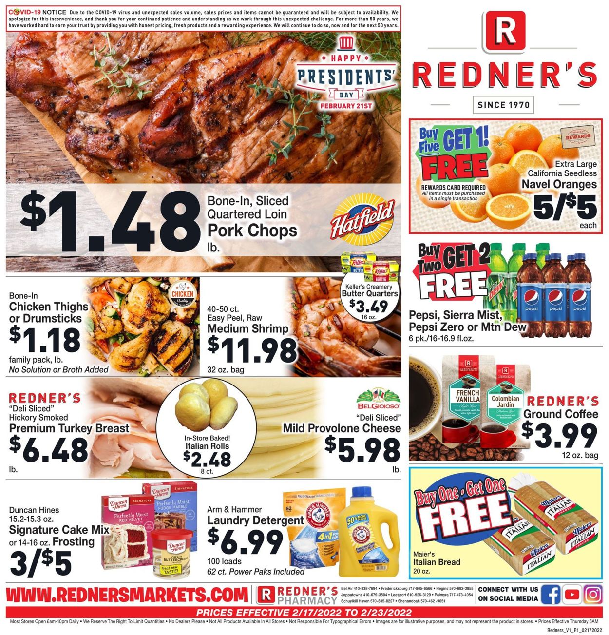 Redner’s Warehouse Market Weekly Ad Circular - valid 02/17-02/23/2022