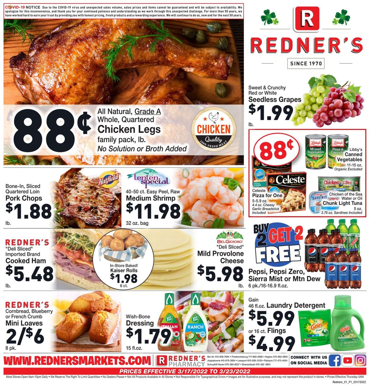 Redner’s Warehouse Market Weekly Ad Circular - valid 03/17-03/23/2022