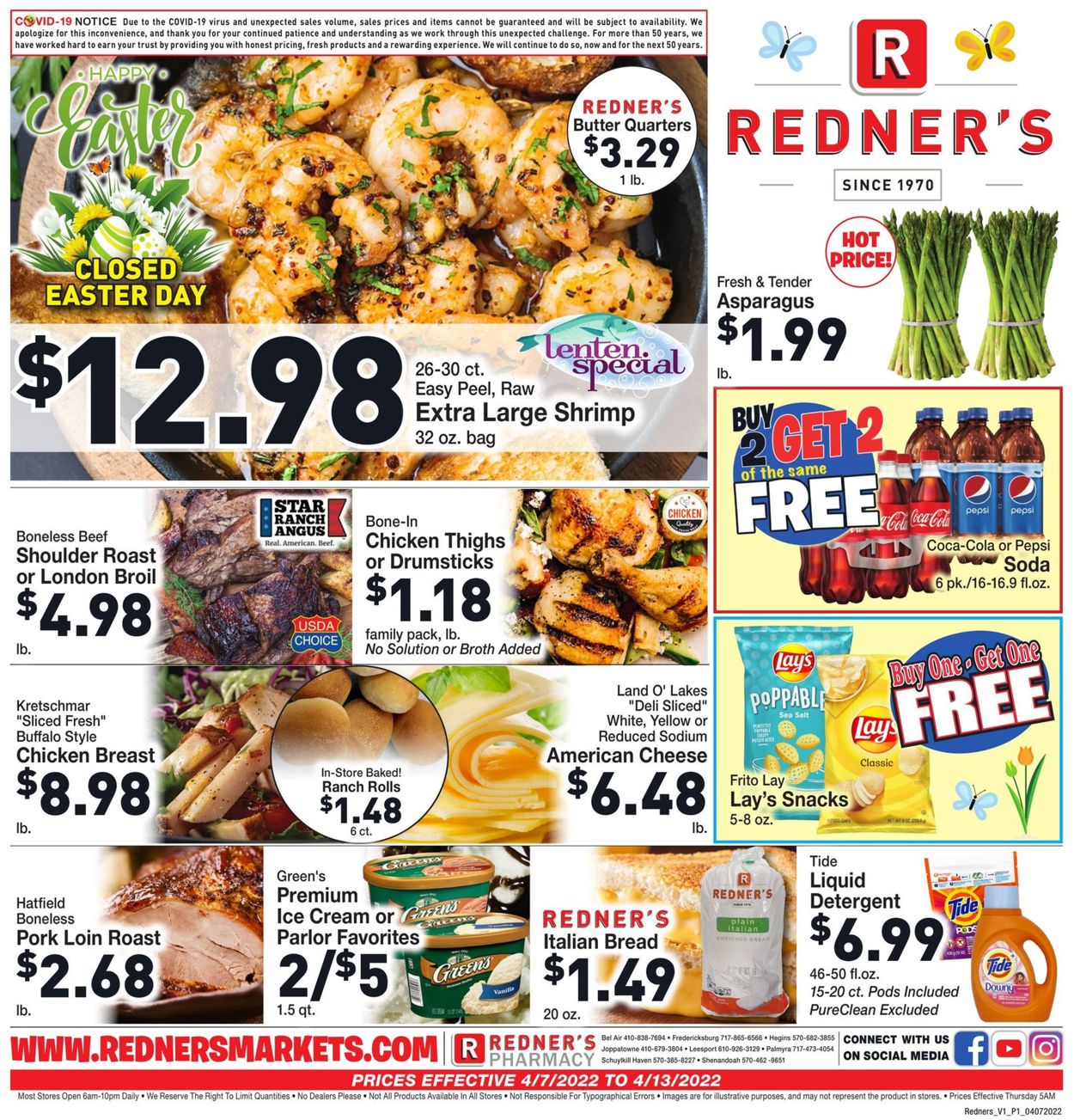 Redner’s Warehouse Market EASTER 2022 Weekly Ad Circular - valid 04/07-04/13/2022