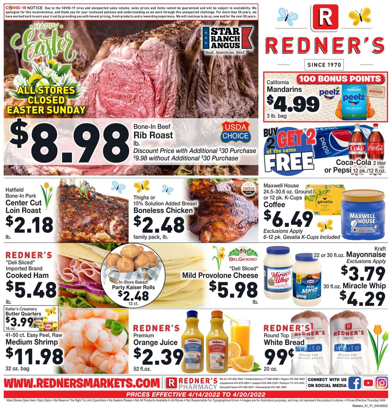 Redner’s Warehouse Market EASTER 2022 Weekly Ad Circular - valid 04/14-04/20/2022