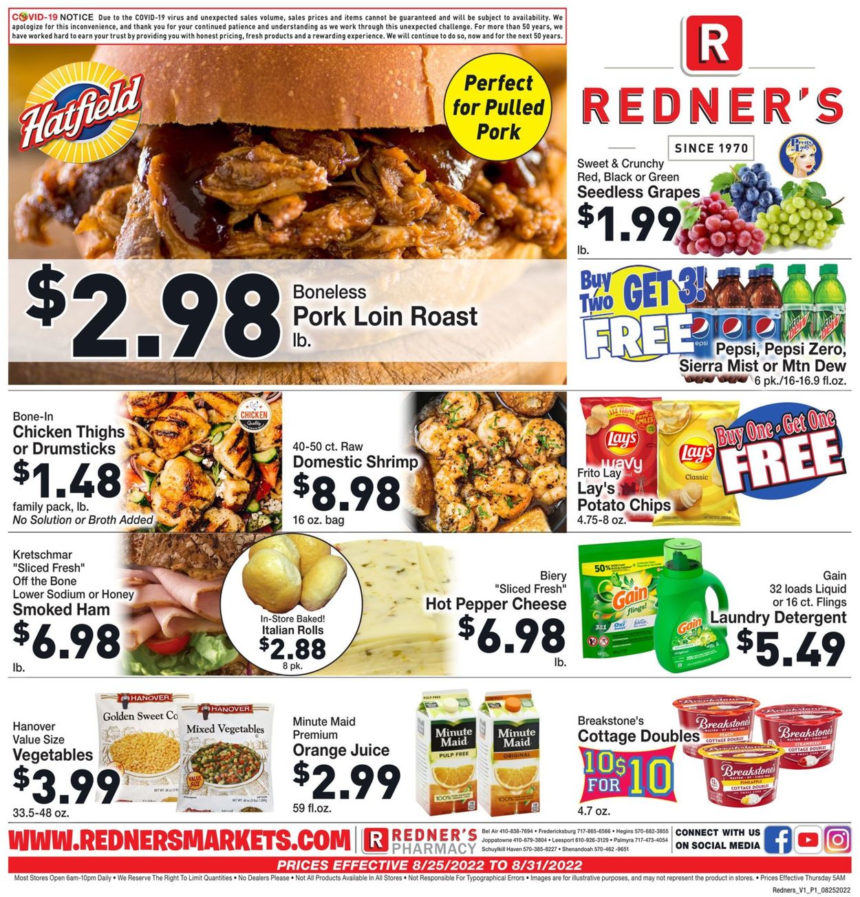 Redner’s Warehouse Market Weekly Ad Circular - valid 08/25-08/31/2022