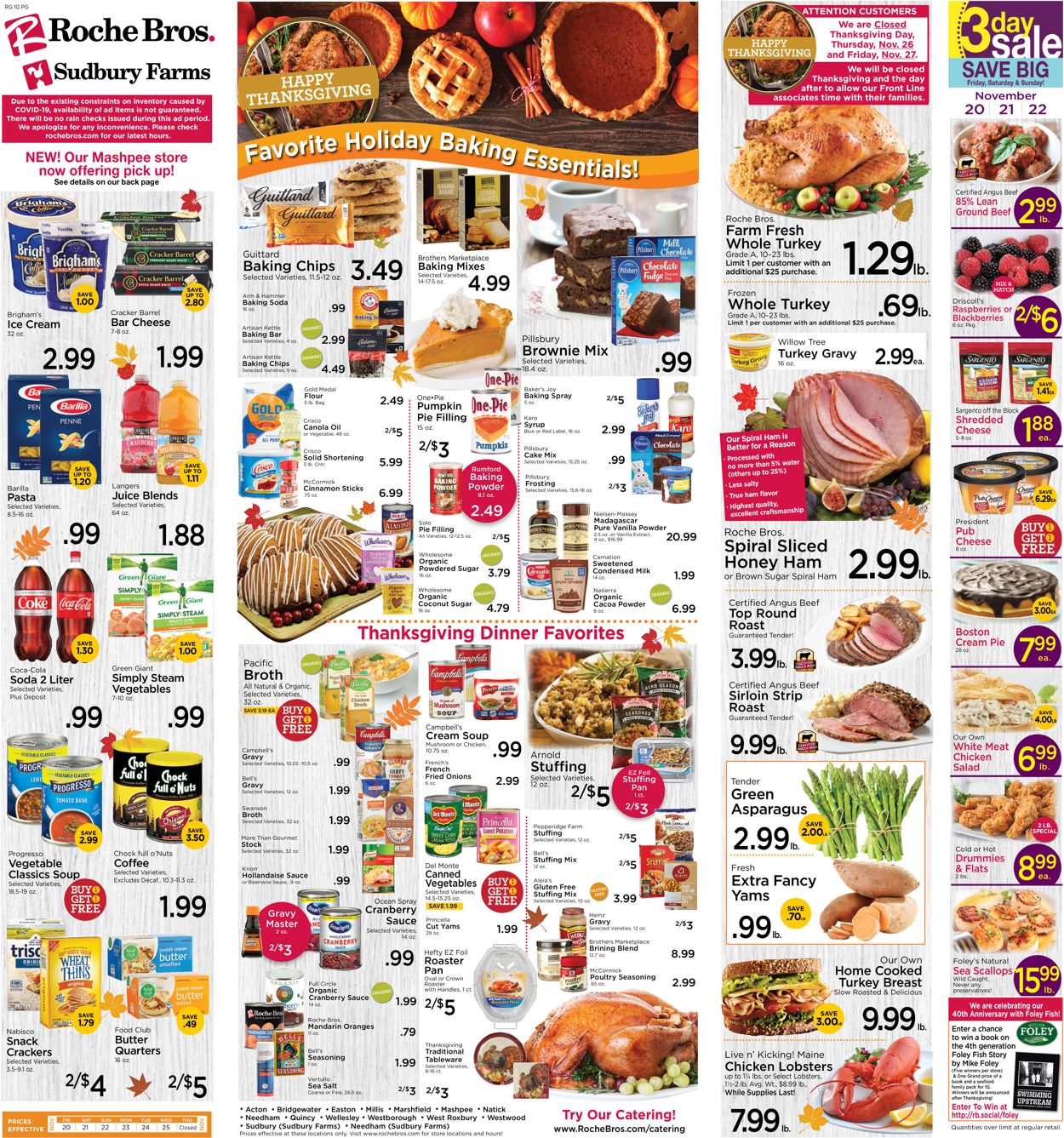 Roche Bros. Supermarkets Thanksgiving 2020 Weekly Ad Circular - valid 11/20-11/25/2020