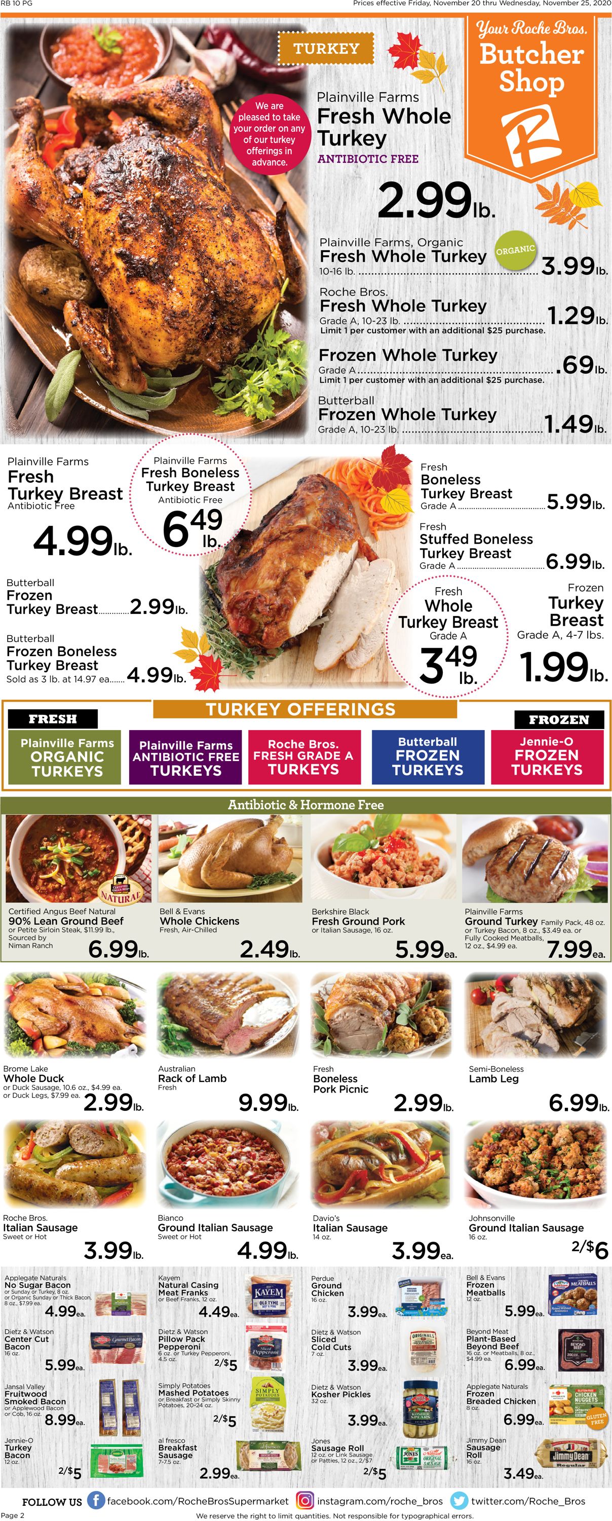 Roche Bros. Supermarkets Thanksgiving 2020 Weekly Ad Circular - valid 11/20-11/25/2020 (Page 2)