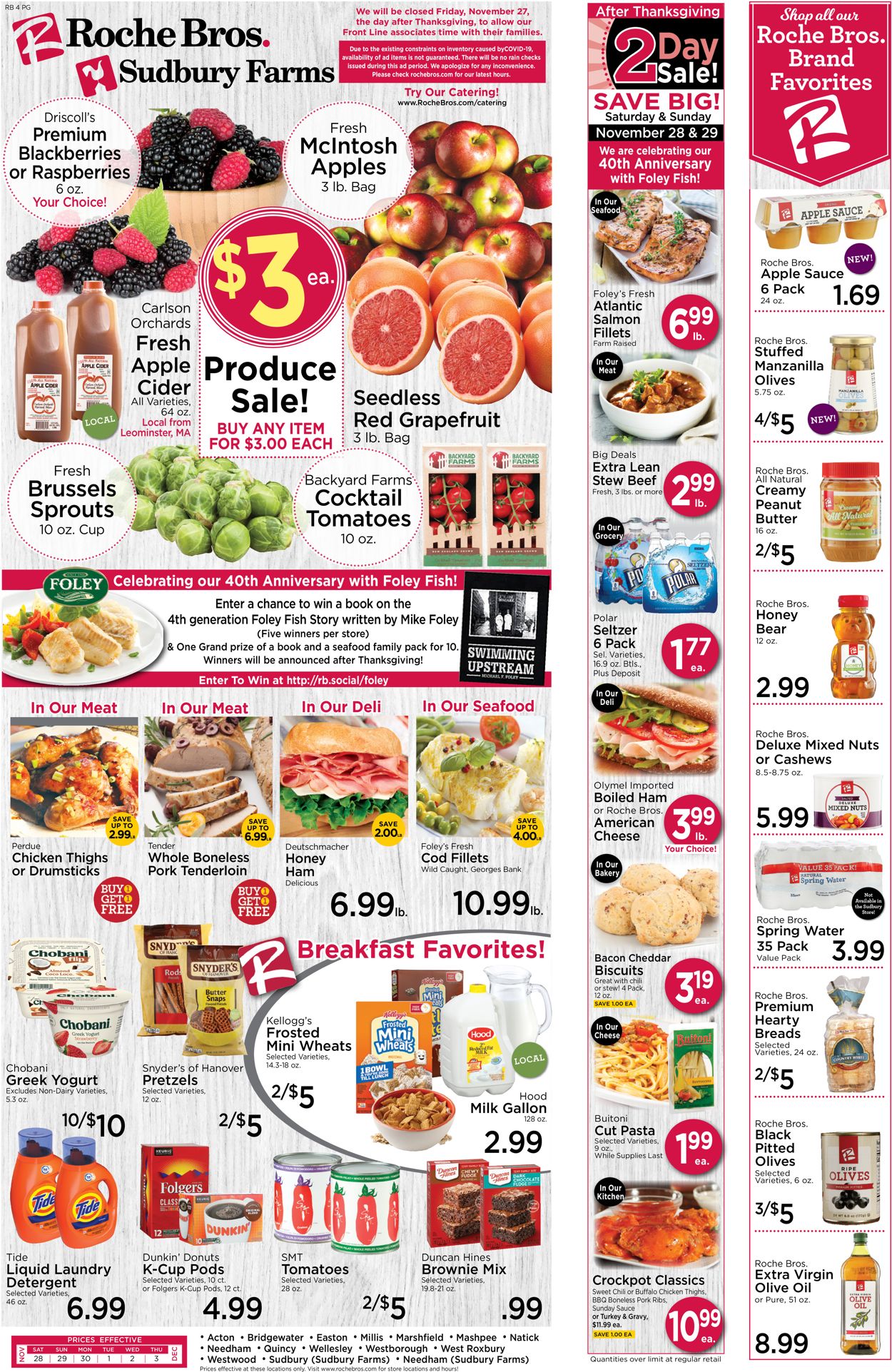 Roche Bros. Supermarkets Cyber Monday Weekly Ad Circular - valid 11/28-12/03/2020
