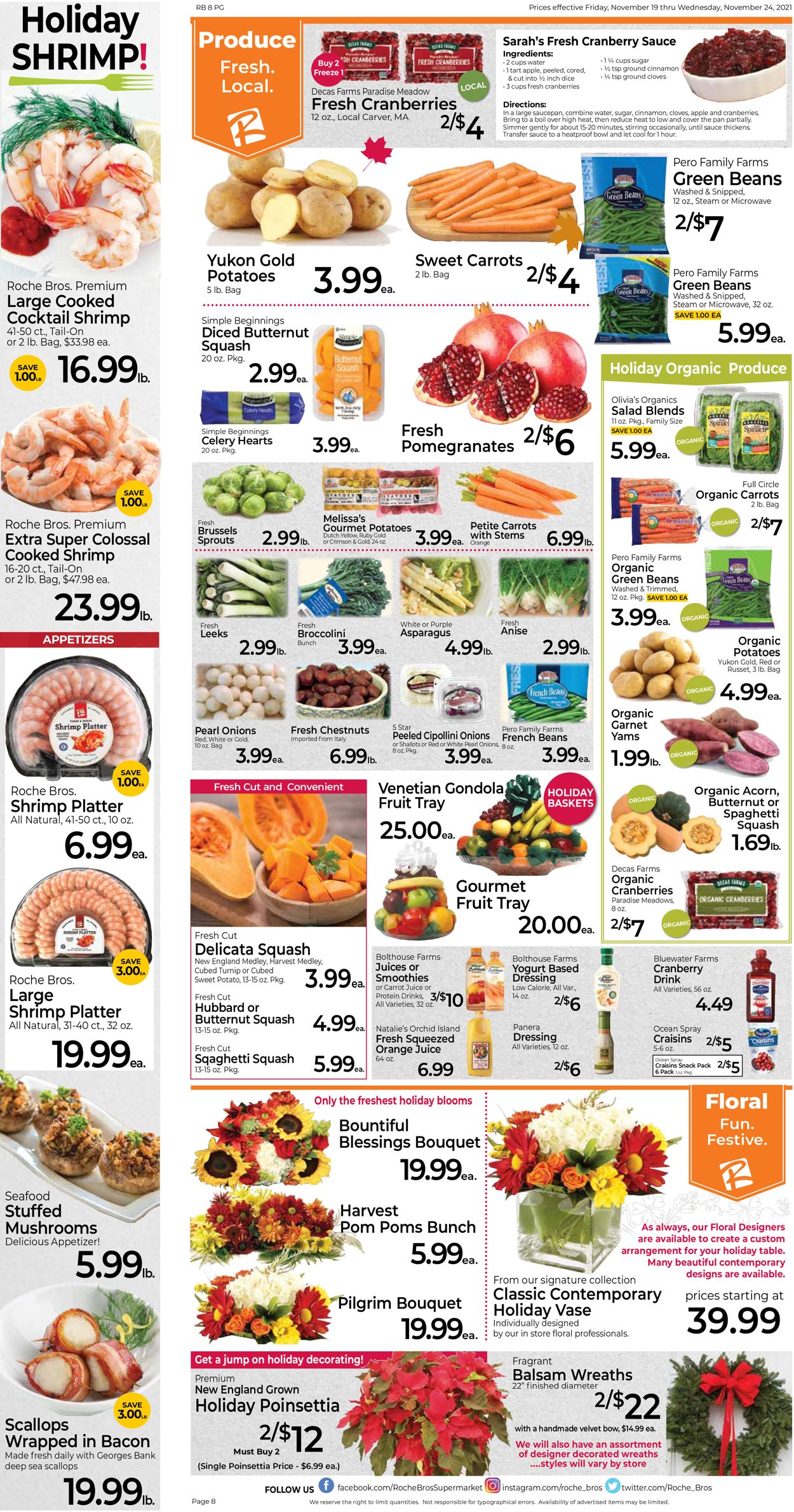 Roche Bros. Supermarkets THANKSGIVING 2021 Weekly Ad Circular - valid 11/19-11/24/2021 (Page 8)