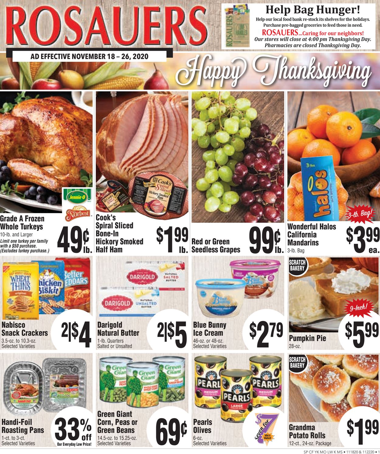 Rosauers Thanksgiving 2020 Weekly Ad Circular - valid 11/18-11/26/2020