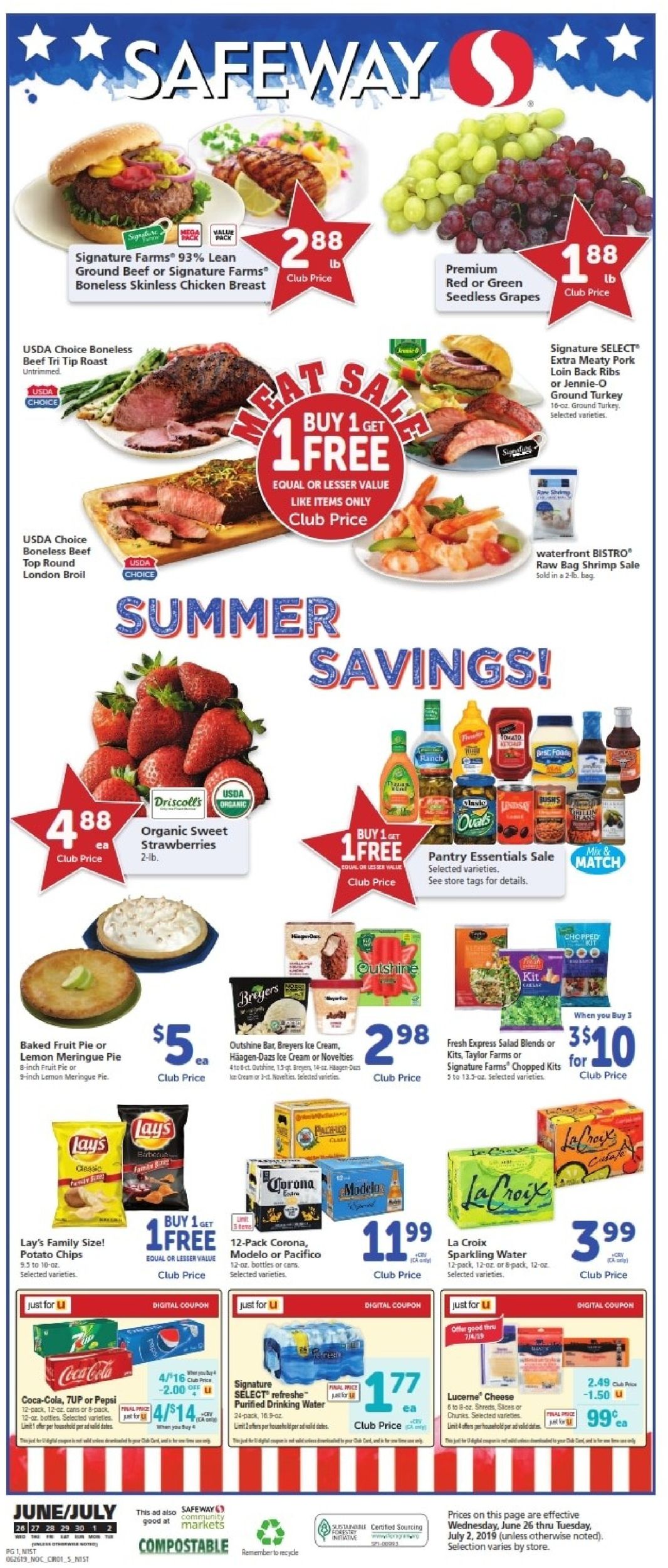 Safeway Weekly Ad Circular - valid 06/26-07/02/2019