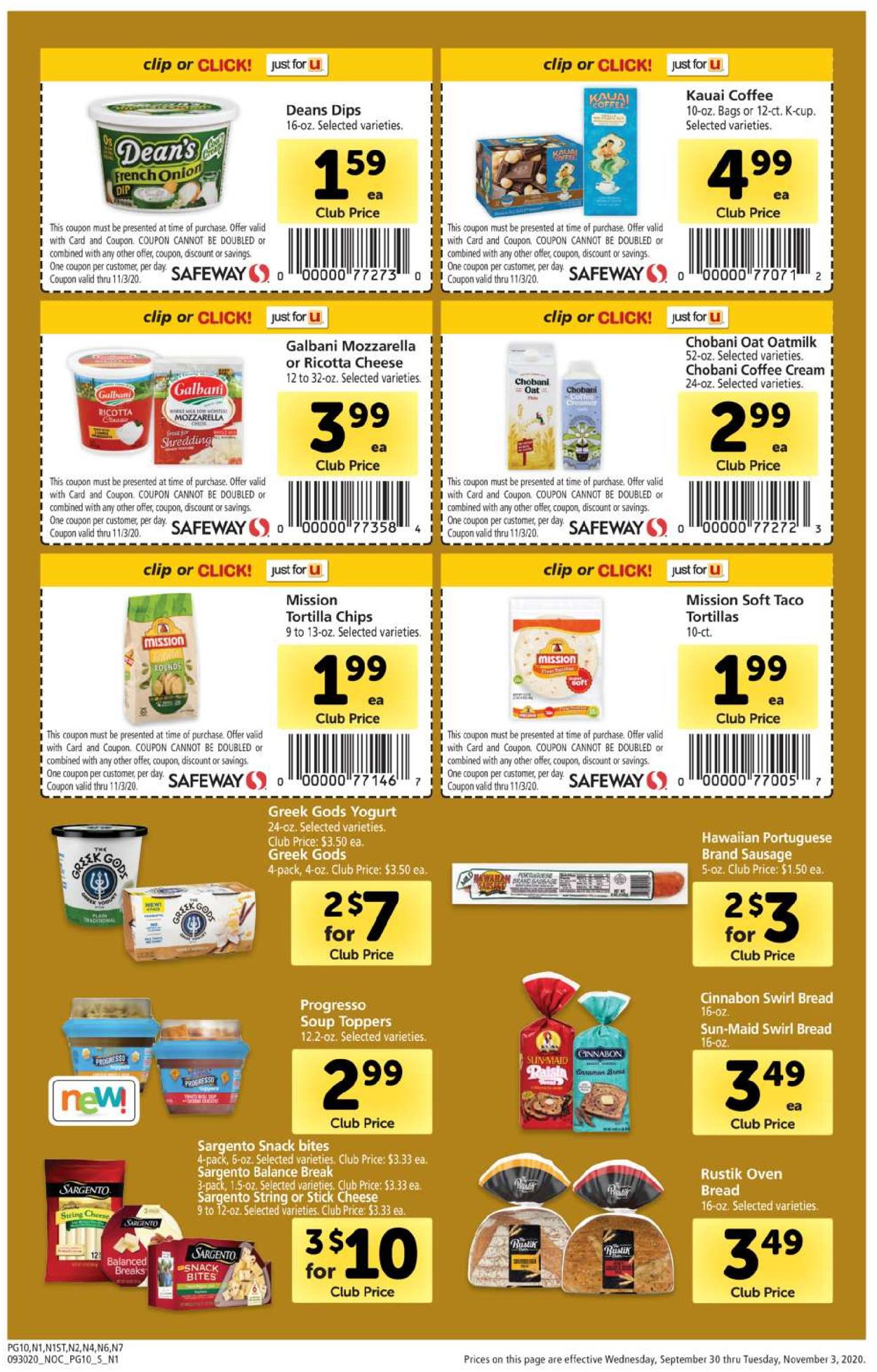 Safeway Weekly Ad Circular - valid 09/30-11/03/2020 (Page 10)