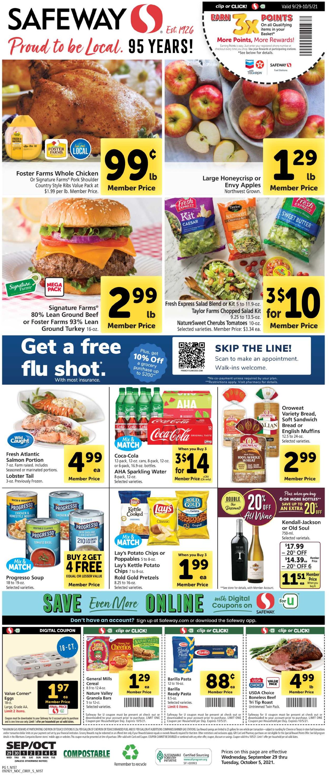 Safeway Weekly Ad Circular - valid 09/29-10/05/2021