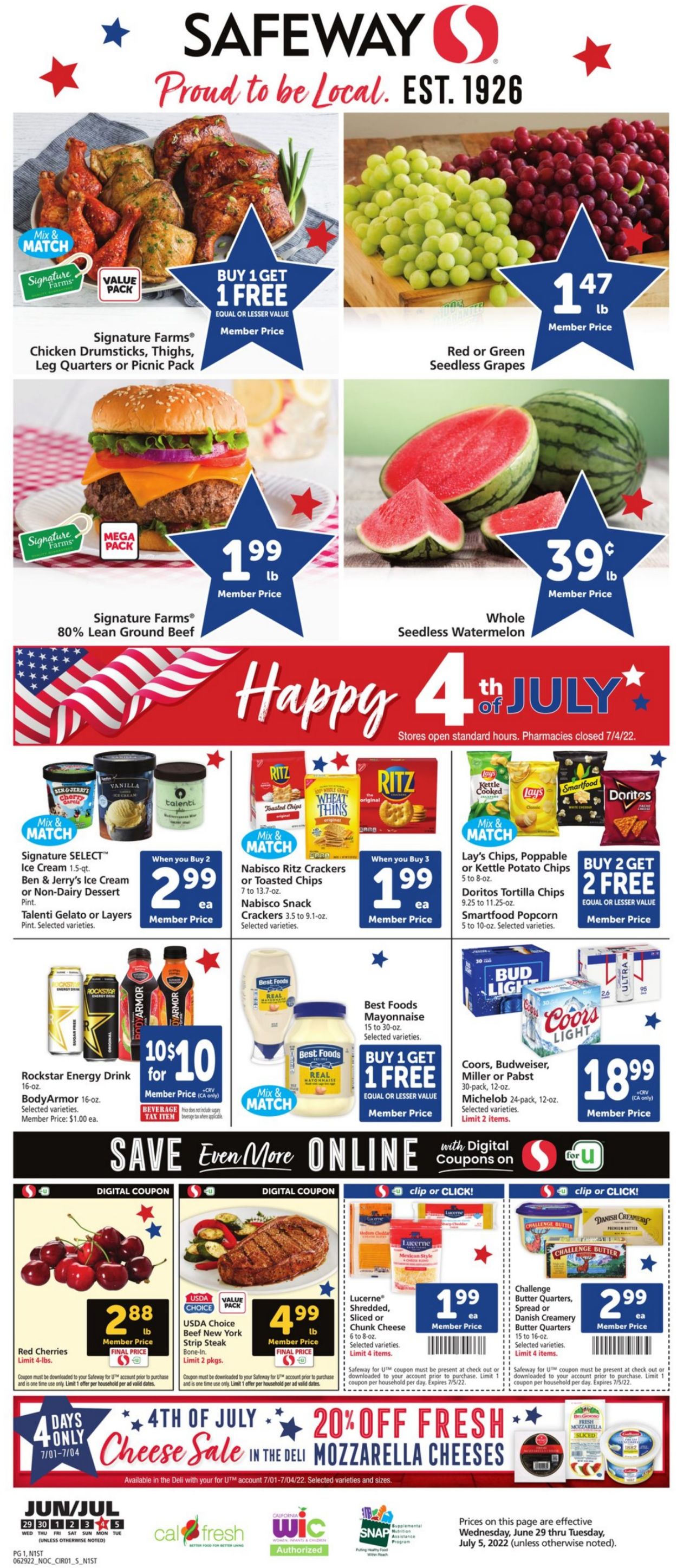 Safeway - 4th of July Sale Weekly Ad Circular - valid 06/29-07/05/2022