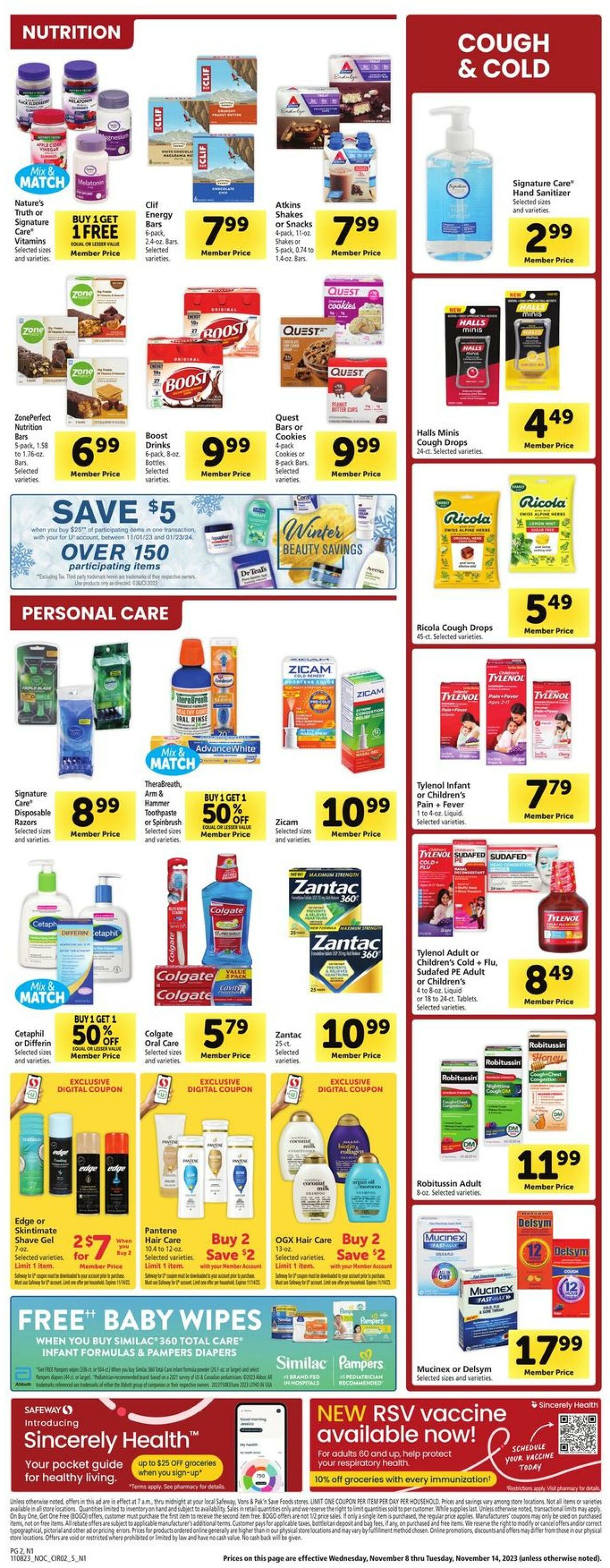Safeway Weekly Ad Circular - valid 11/08-11/14/2023 (Page 2)