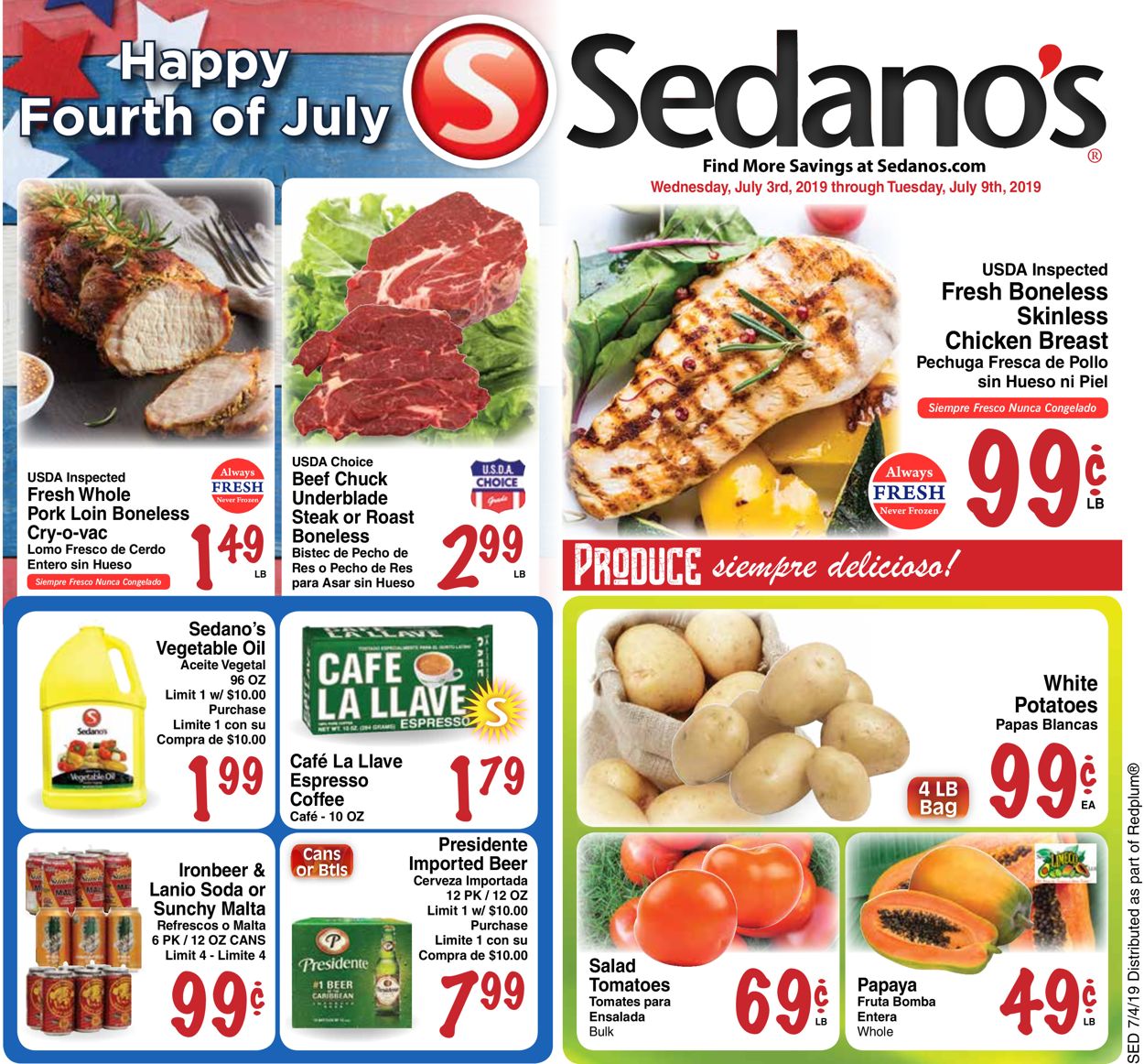 Sedano's Weekly Ad Circular - valid 07/03-07/09/2019