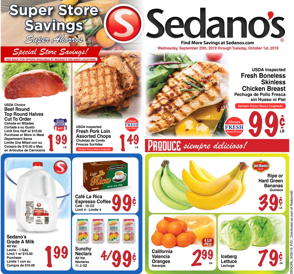 Sedano's Weekly Ad Circular - valid 09/25-10/01/2019