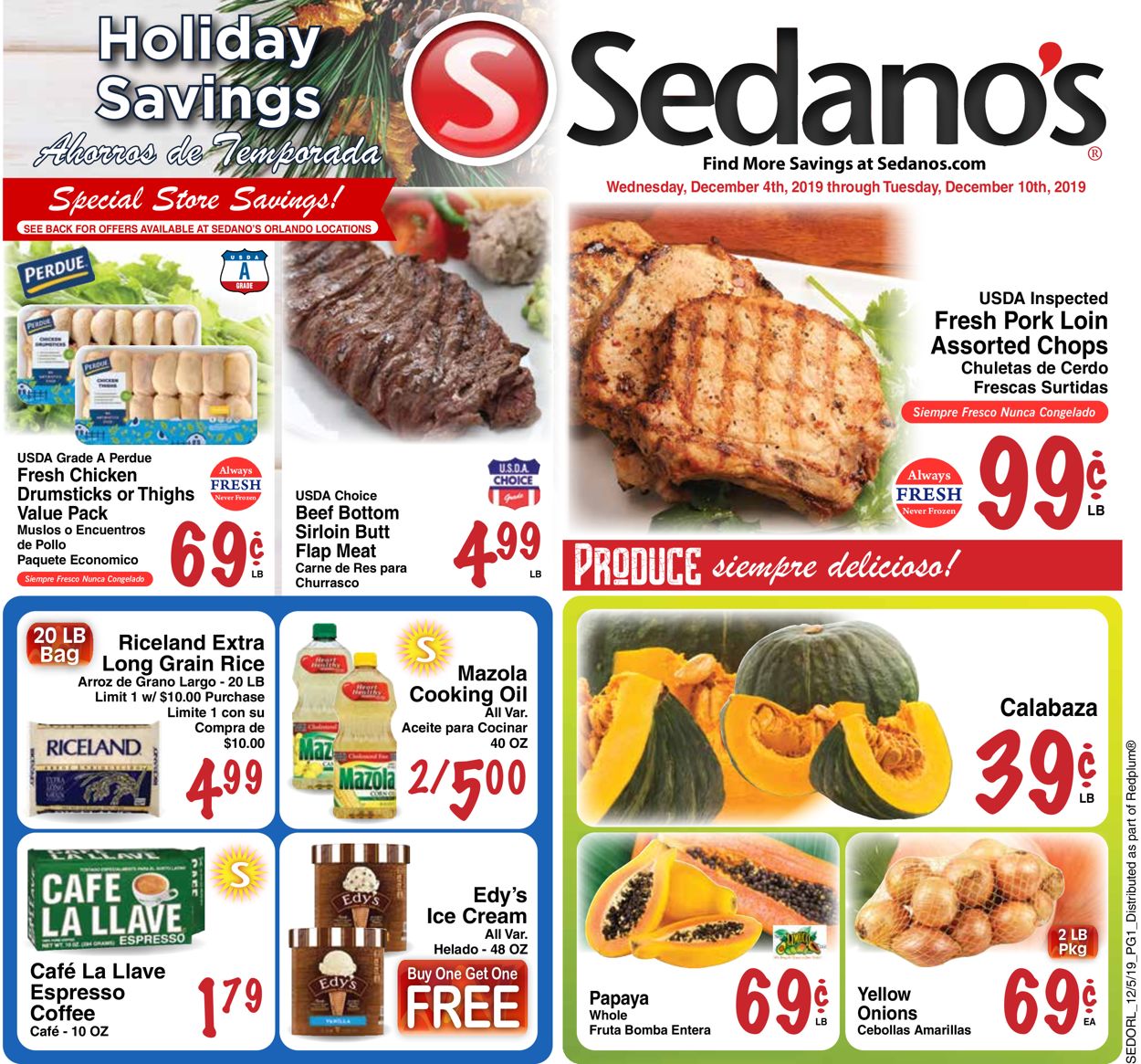 Sedano's - Holiday Savings Ad 2019 Weekly Ad Circular - valid 12/04-12/10/2019