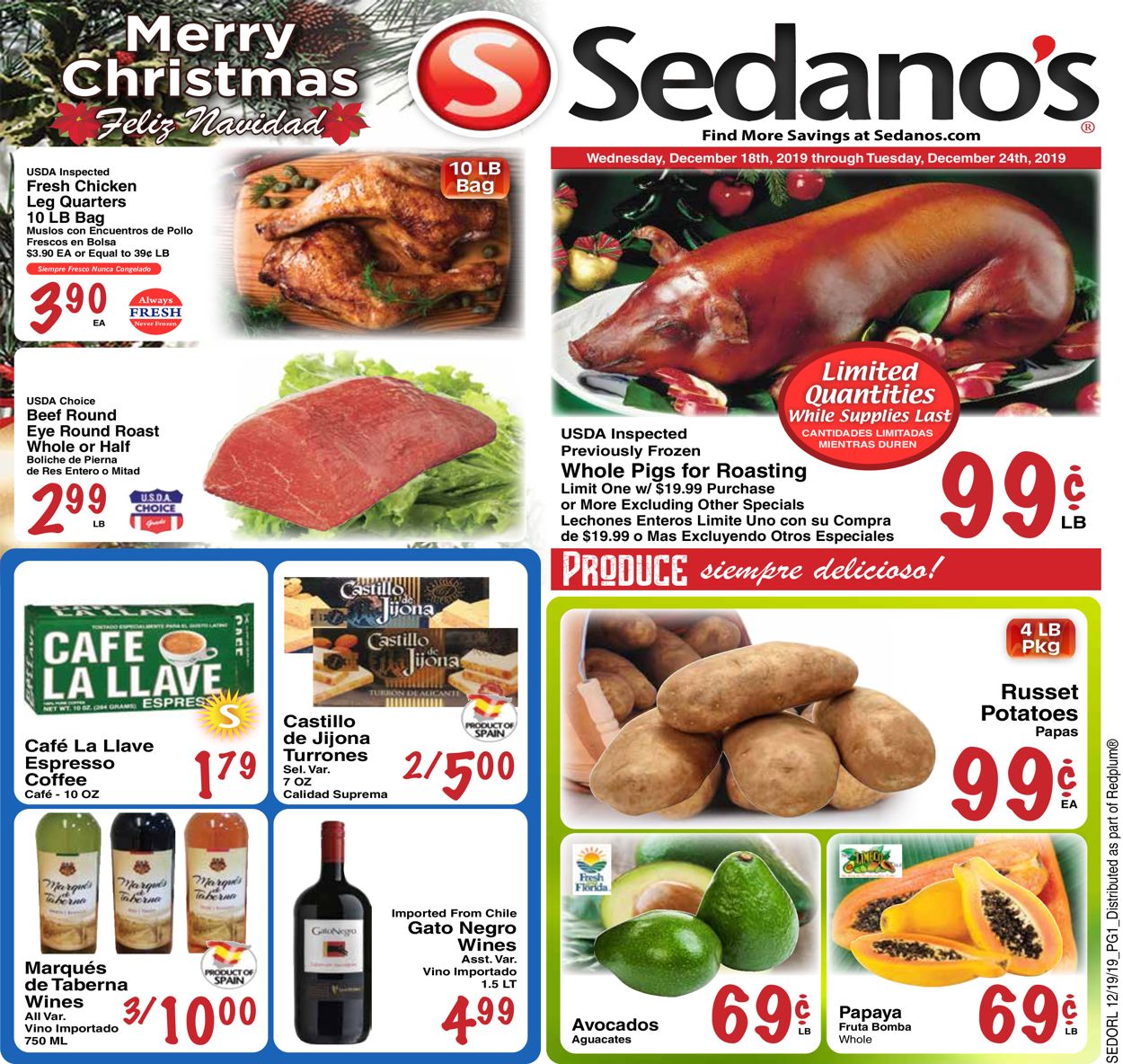 Sedano's Weekly Ad Circular - valid 12/18-12/24/2019