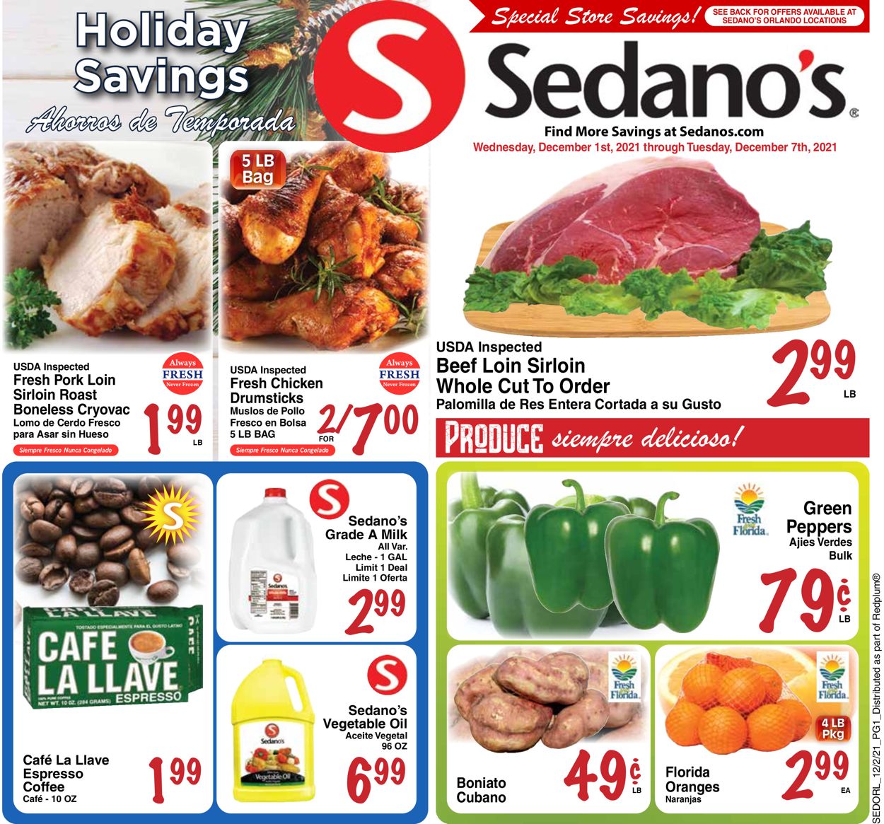 Sedano's HOLIDAY 2021 Weekly Ad Circular - valid 12/01-12/07/2021
