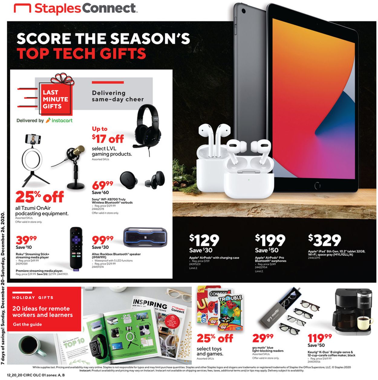 Staples Top Tech Gifts 2020 Weekly Ad Circular - valid 12/20-12/26/2020