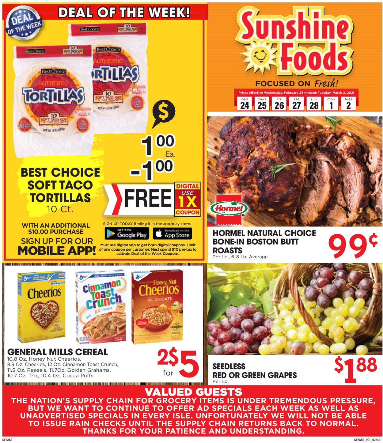 Sunshine Foods Weekly Ad Circular - valid 02/24-03/02/2021