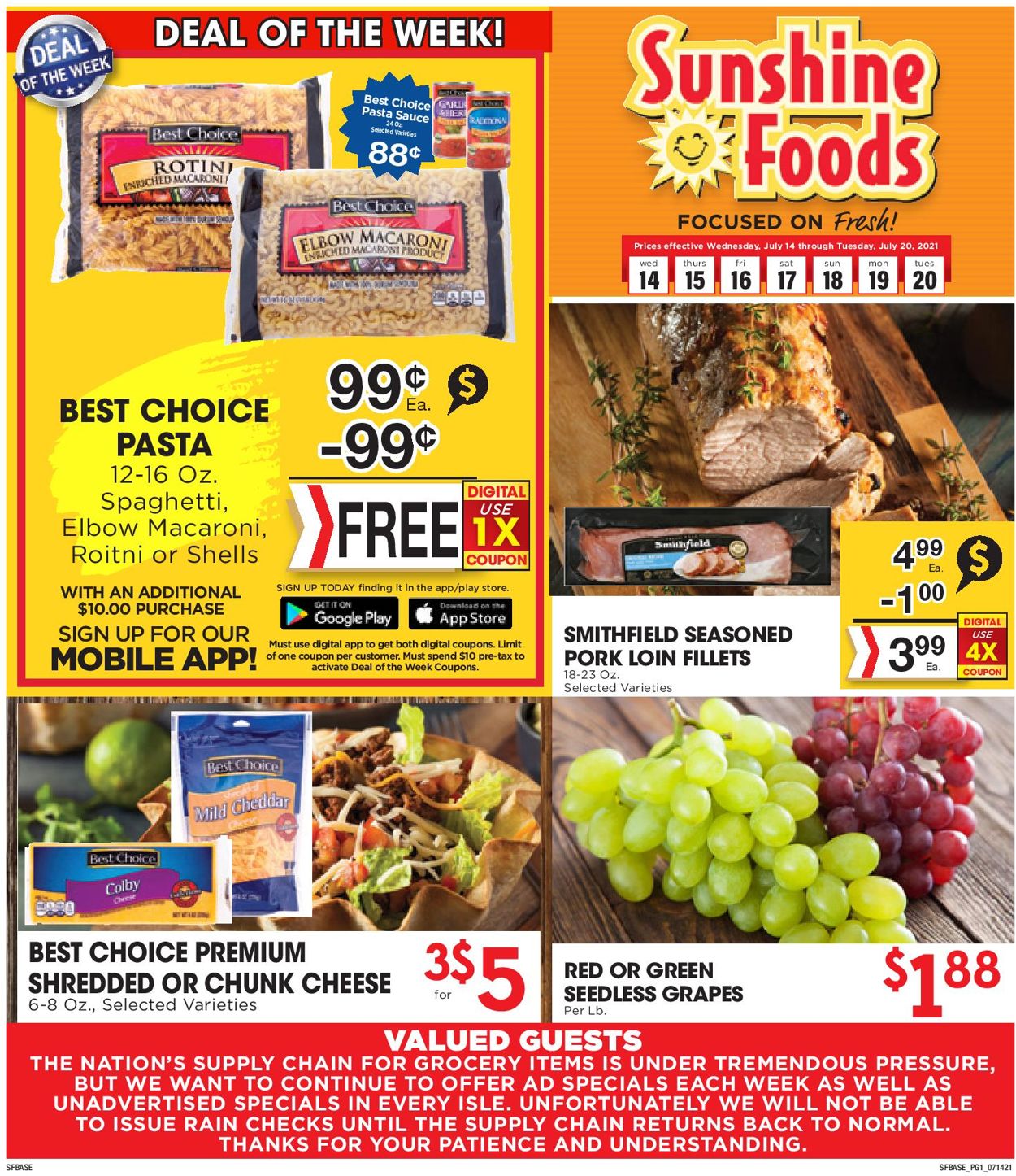 Sunshine Foods Weekly Ad Circular - valid 07/14-07/20/2021