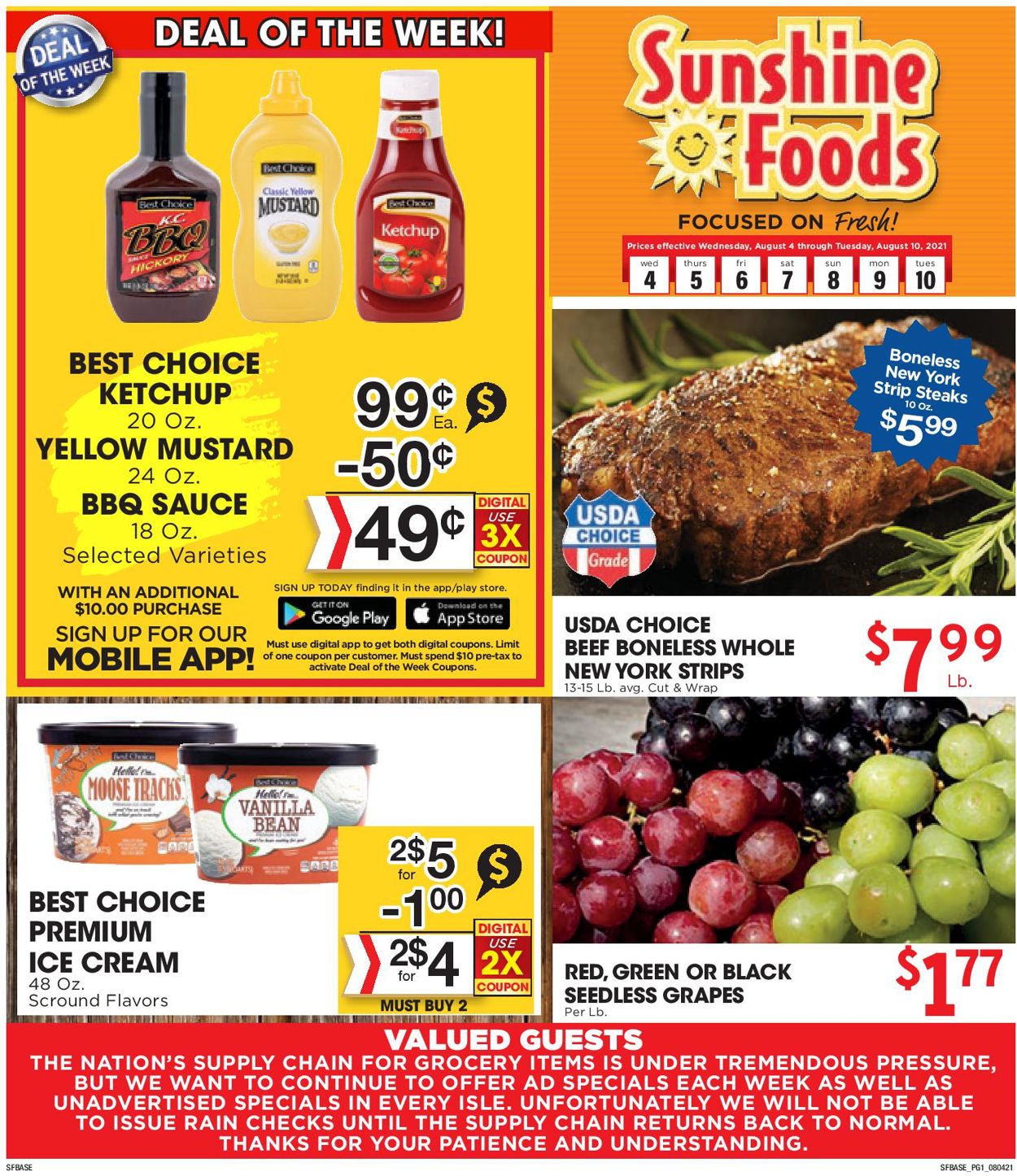 Sunshine Foods Weekly Ad Circular - valid 08/04-08/10/2021