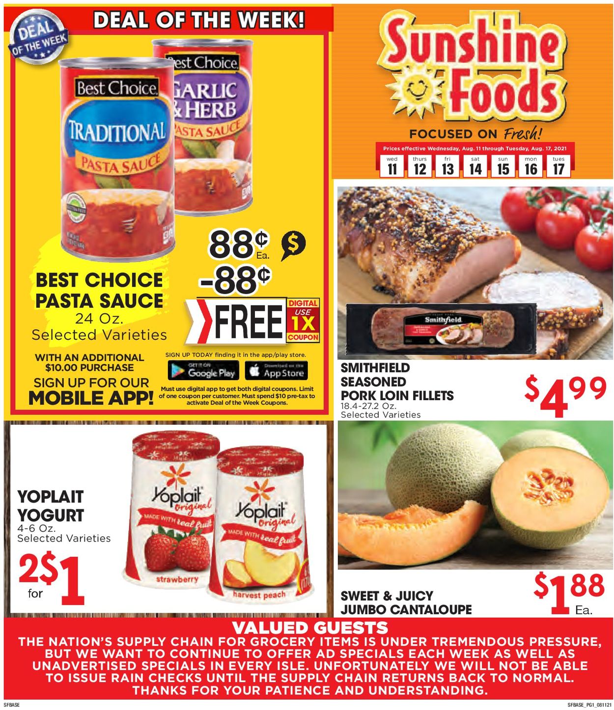 Sunshine Foods Weekly Ad Circular - valid 08/11-08/17/2021