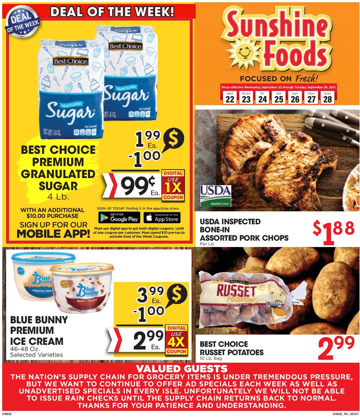 Sunshine Foods Weekly Ad Circular - valid 09/22-09/28/2021