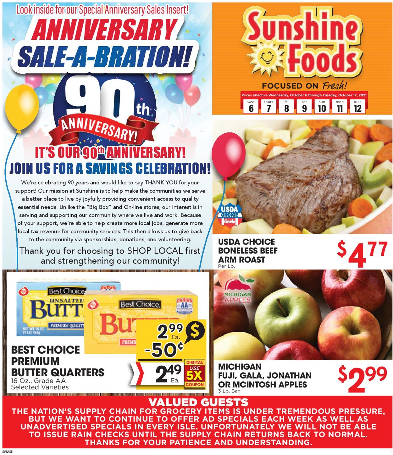 Sunshine Foods Weekly Ad Circular - valid 10/06-10/12/2021