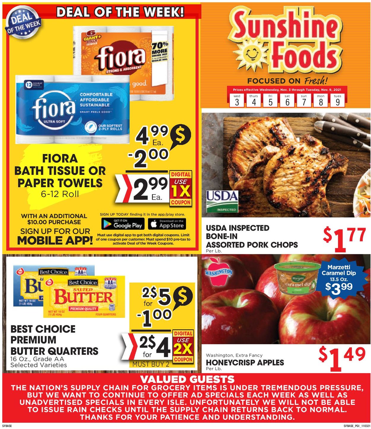 Sunshine Foods Weekly Ad Circular - valid 11/03-11/09/2021