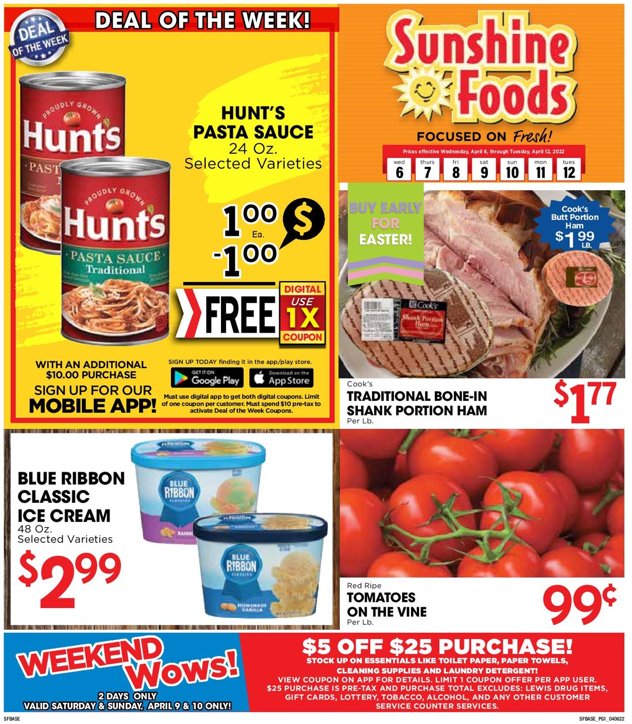 Sunshine Foods EASTER 2022 Weekly Ad Circular - valid 04/06-04/12/2022