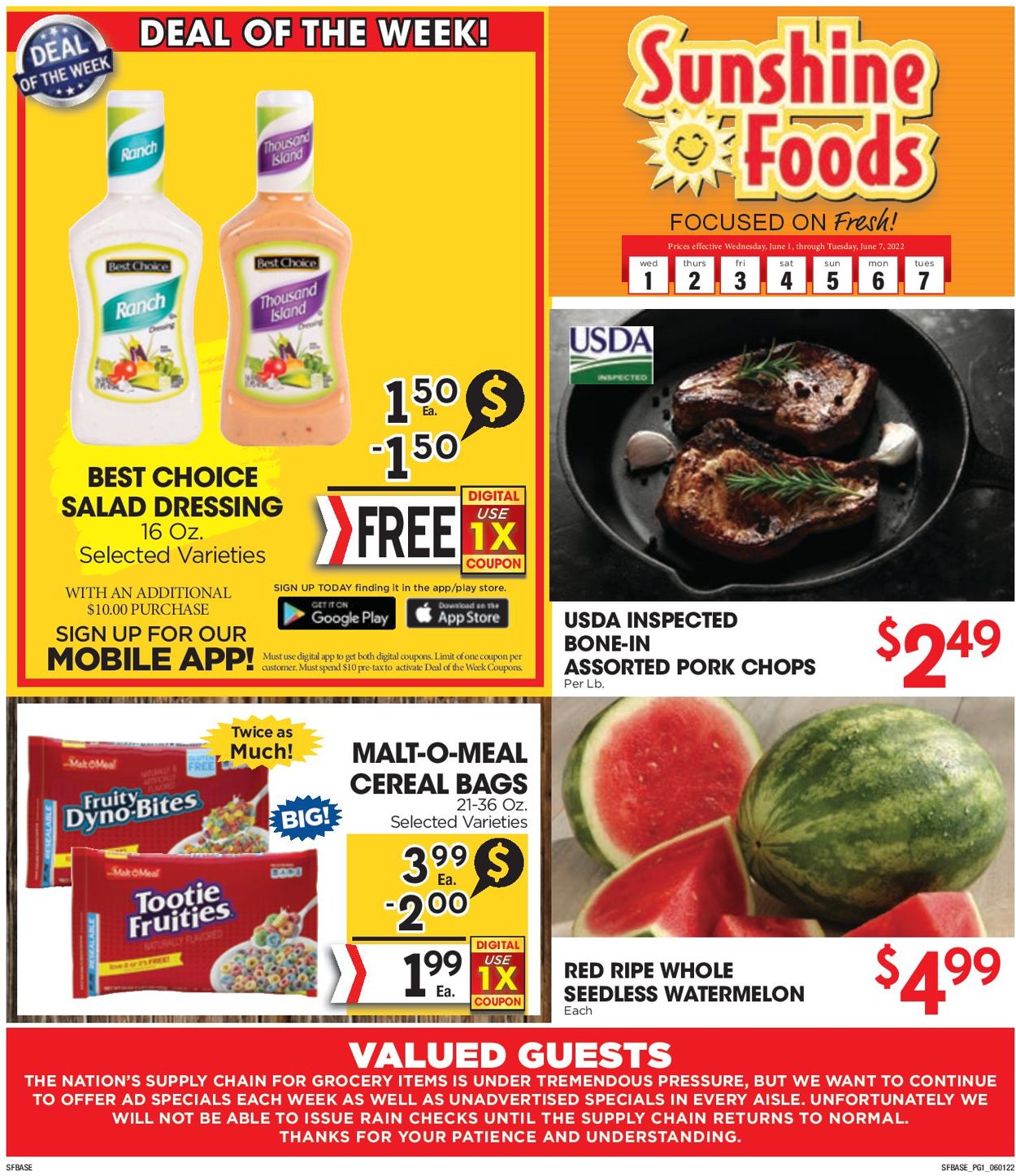 Sunshine Foods Weekly Ad Circular - valid 06/01-06/07/2022