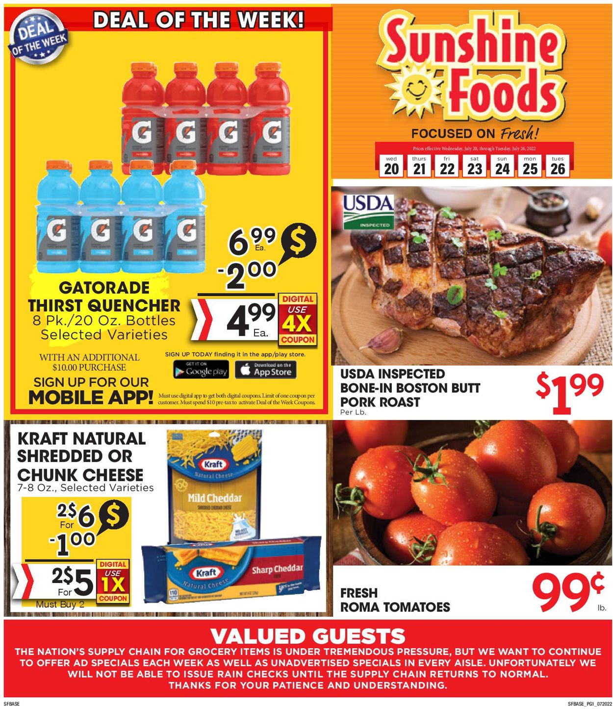 Sunshine Foods Weekly Ad Circular - valid 07/20-07/26/2022