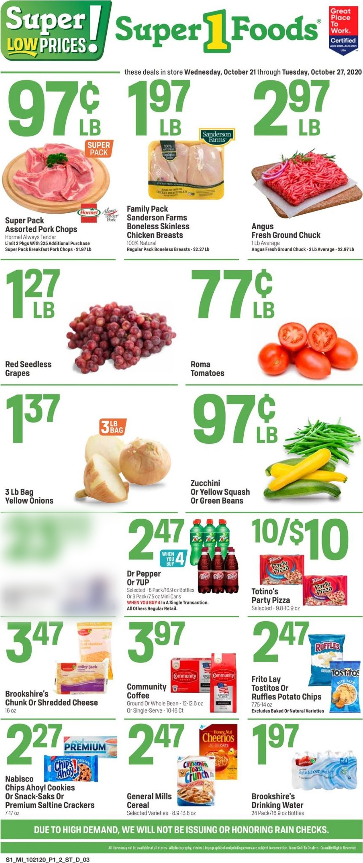 Super 1 Foods Weekly Ad Circular - valid 10/21-10/27/2020