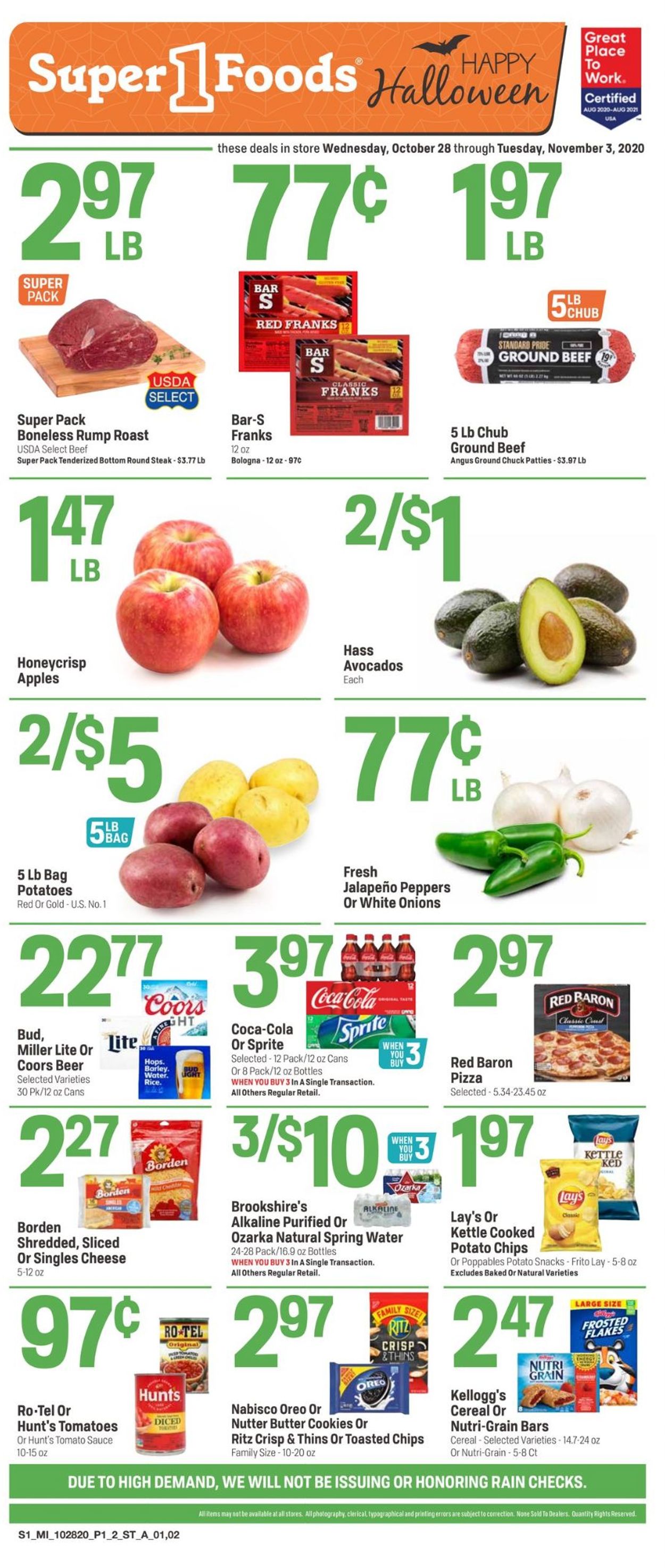 Super 1 Foods Weekly Ad Circular - valid 10/28-11/03/2020