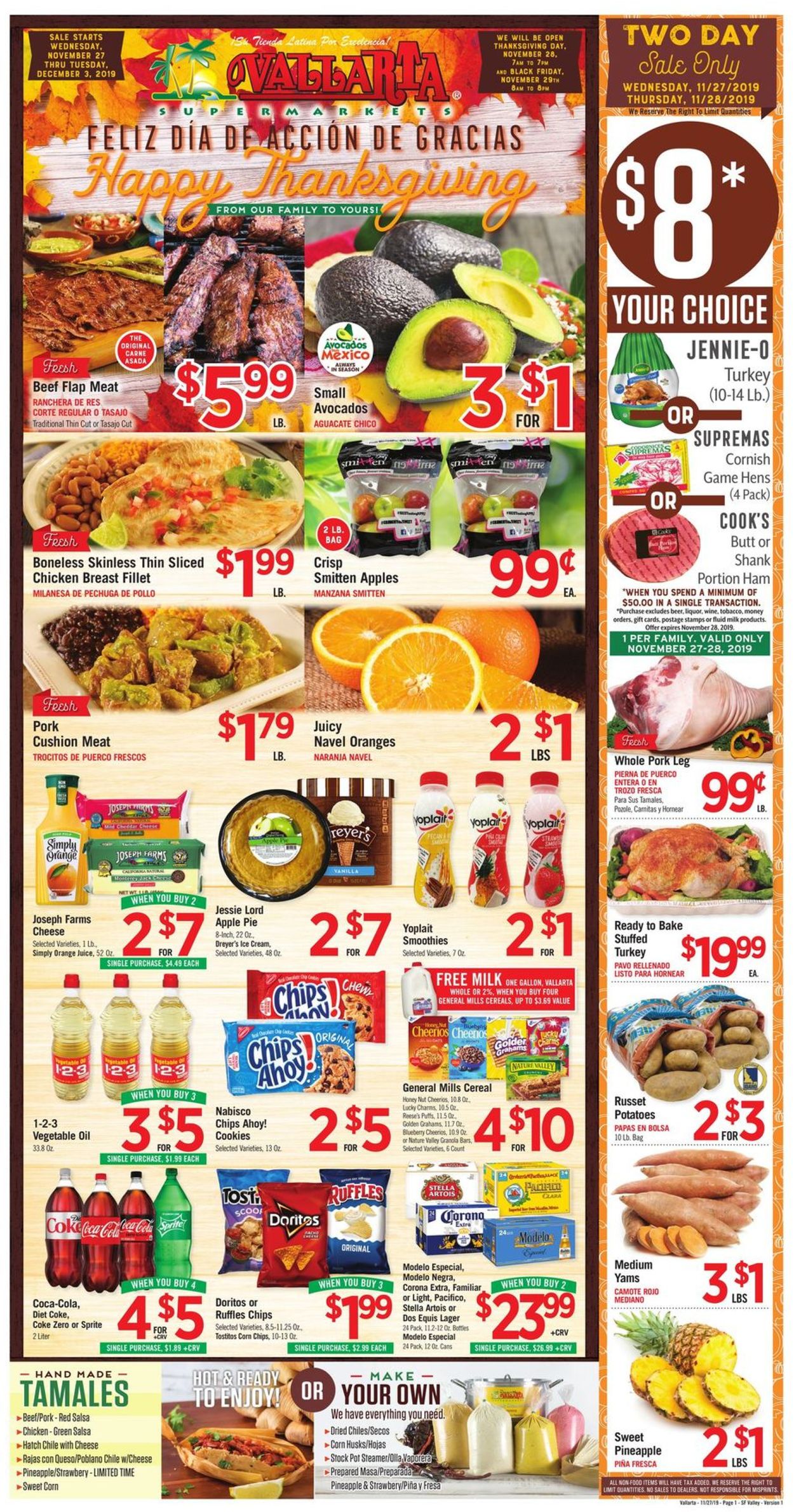 Vallarta - Thanksgiving Ad 2019 Weekly Ad Circular - valid 11/27-12/03/2019