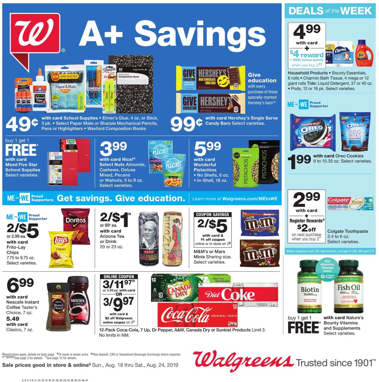 Walgreens Weekly Ad Circular - valid 08/18-08/24/2019
